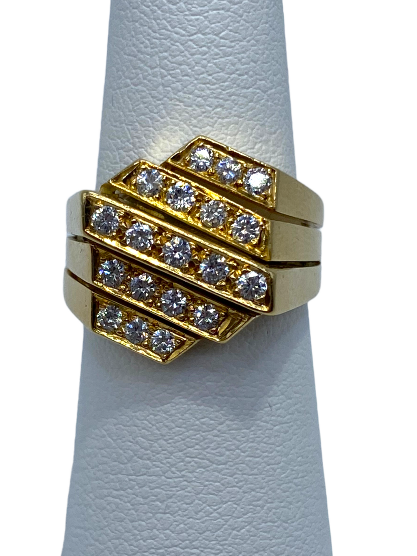 18k Diamond Geometric Ring