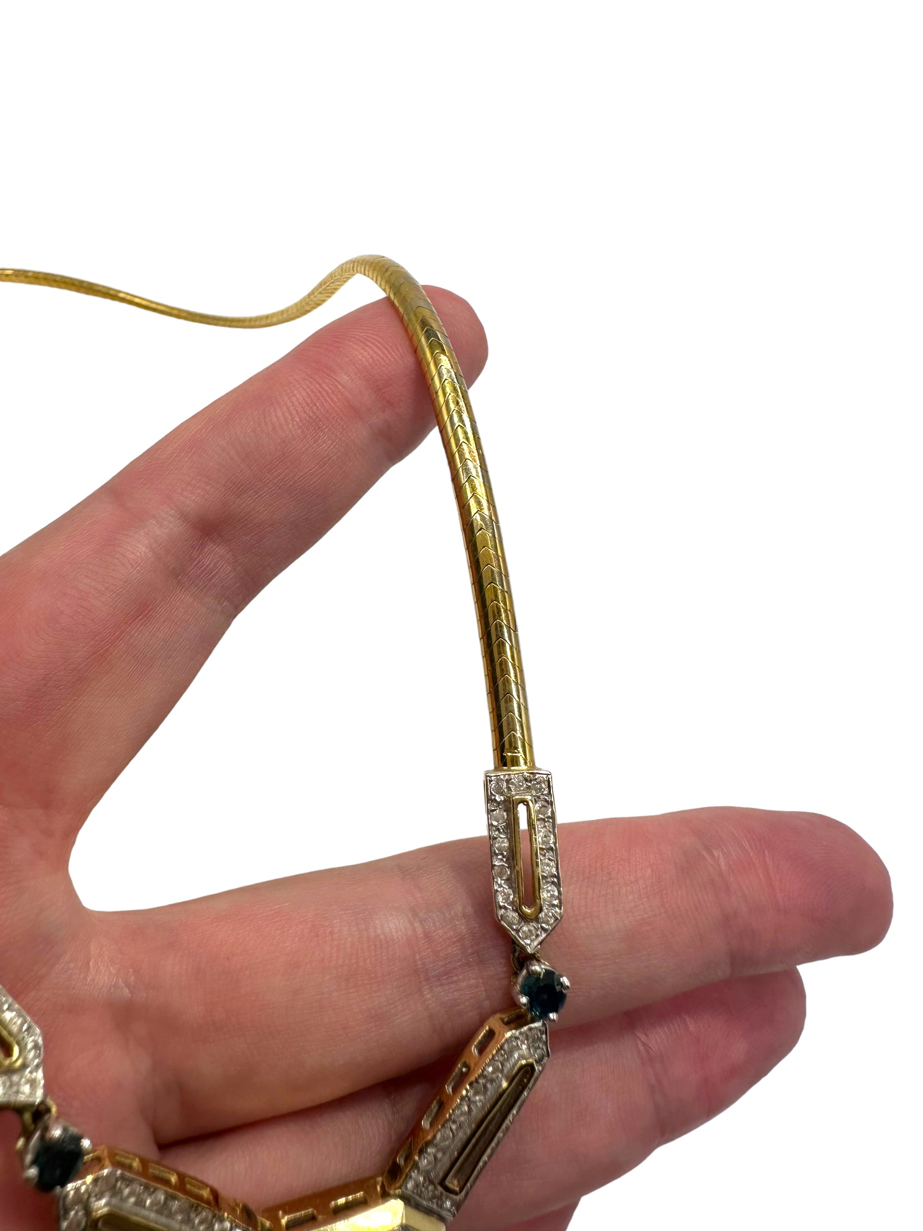 14k Sapphire Diamond Necklace