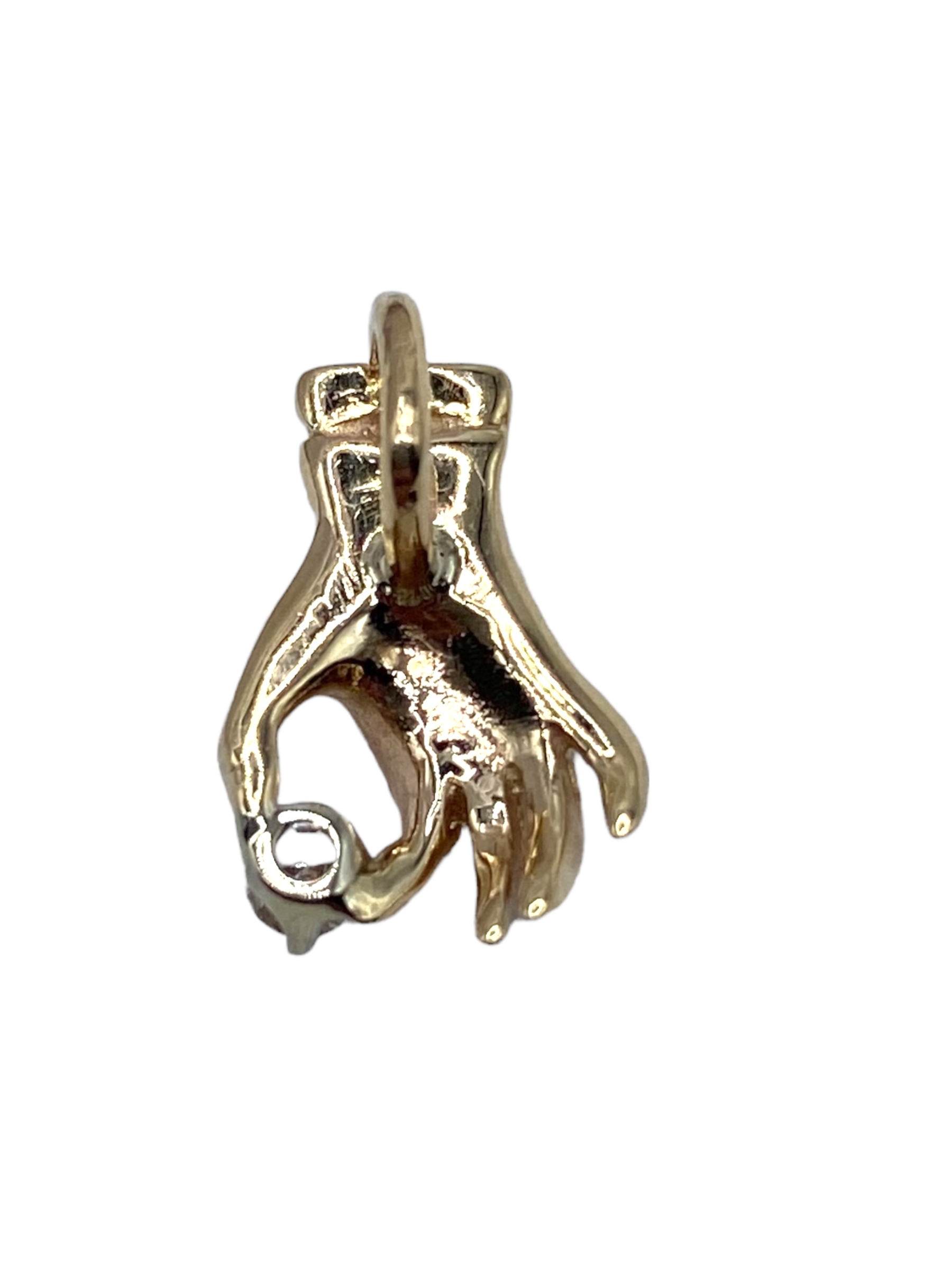 14k Diamond Hand Pendant