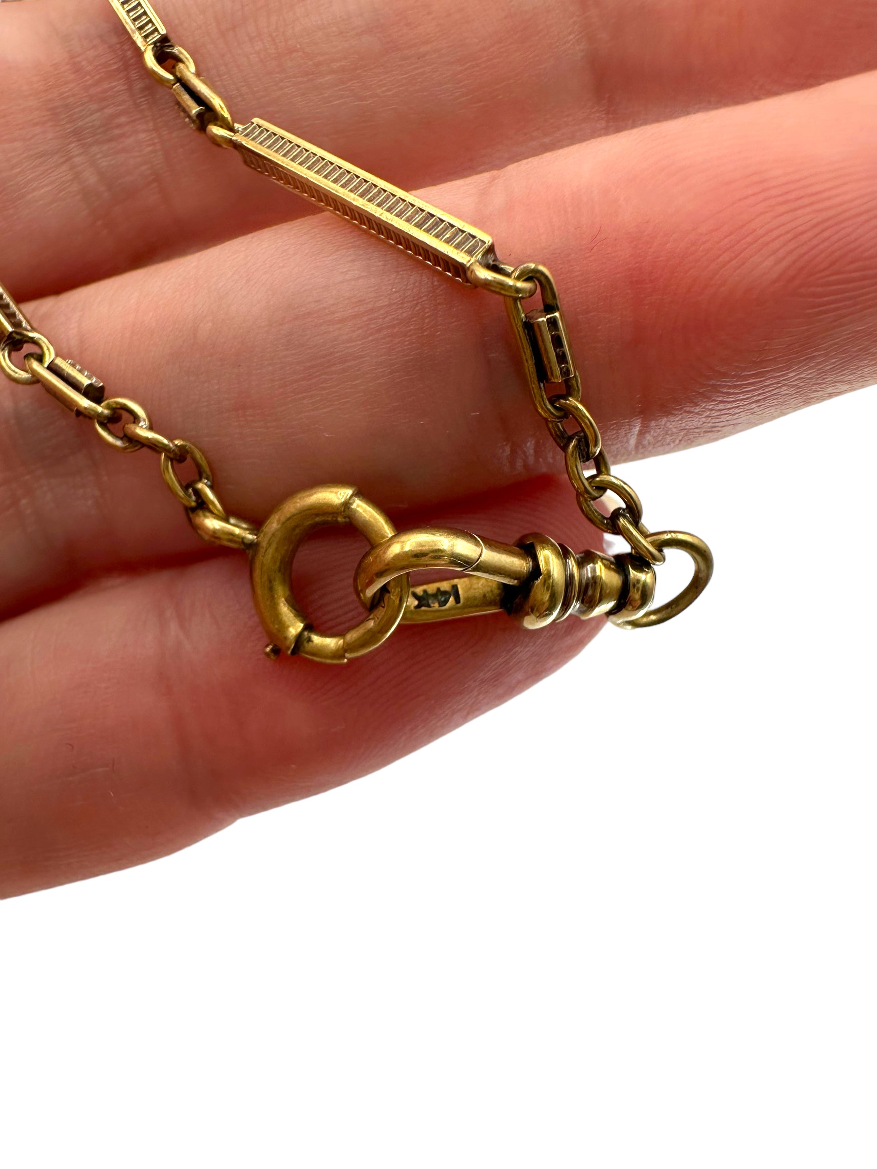 14k Bar Link Watch Chain