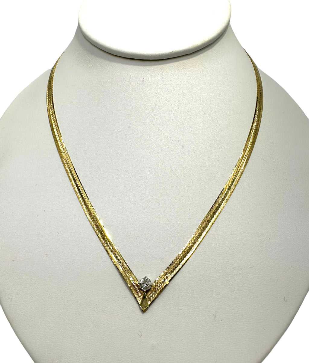 14k Chevron Diamond Necklace