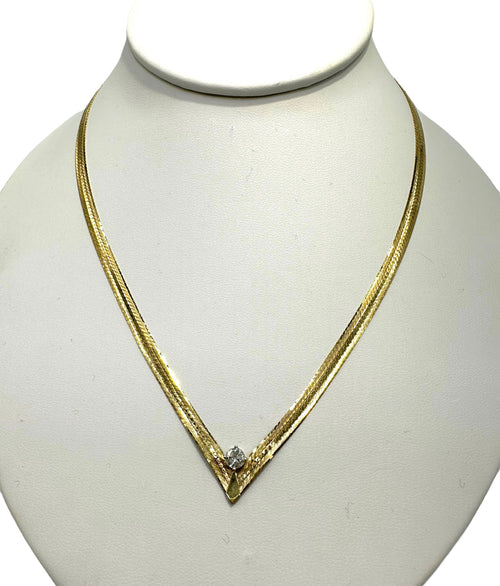 14k Chevron Diamond Necklace