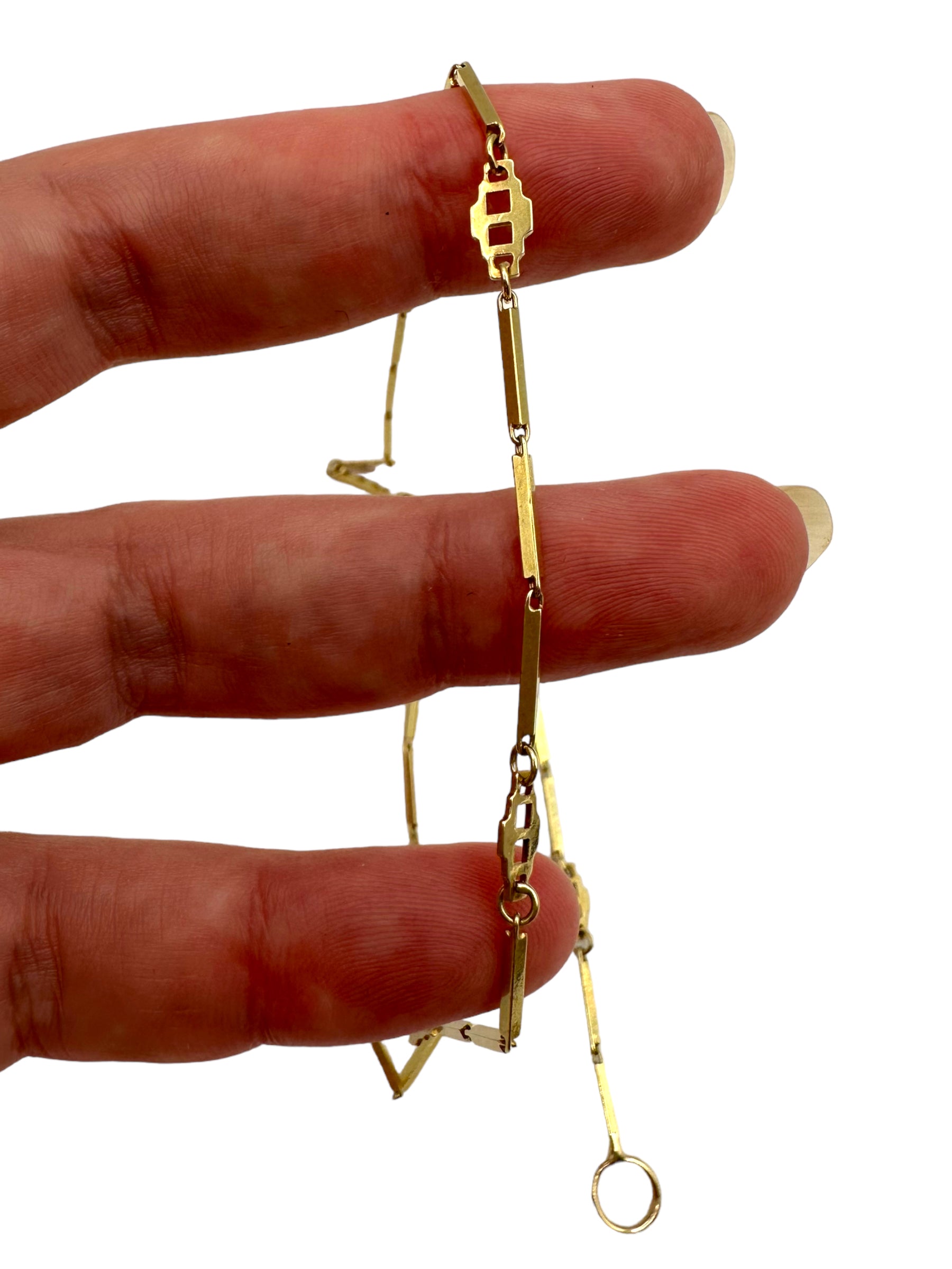 14k Fancy Bar Link Necklace