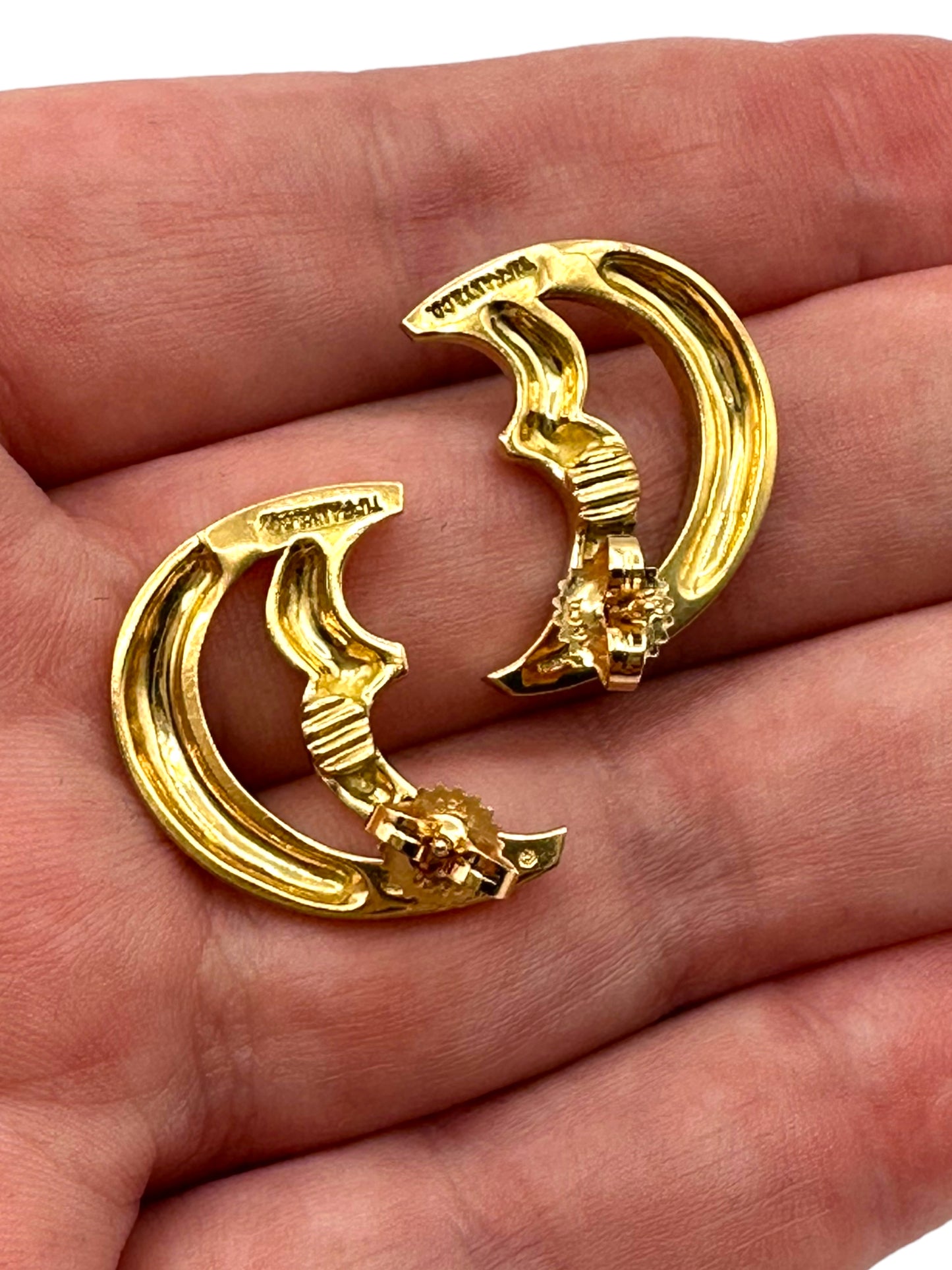 18k Tiffany Crescent Moon Earrings