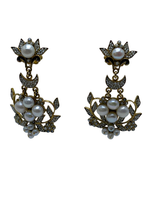 18k Percossi Papi Seed Pearl Enamel Drop Earrings