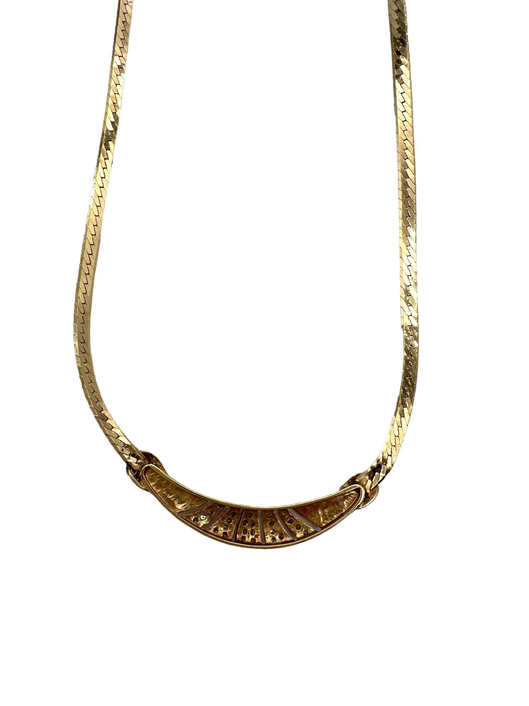 14k Diamond Deco Inspired Necklace
