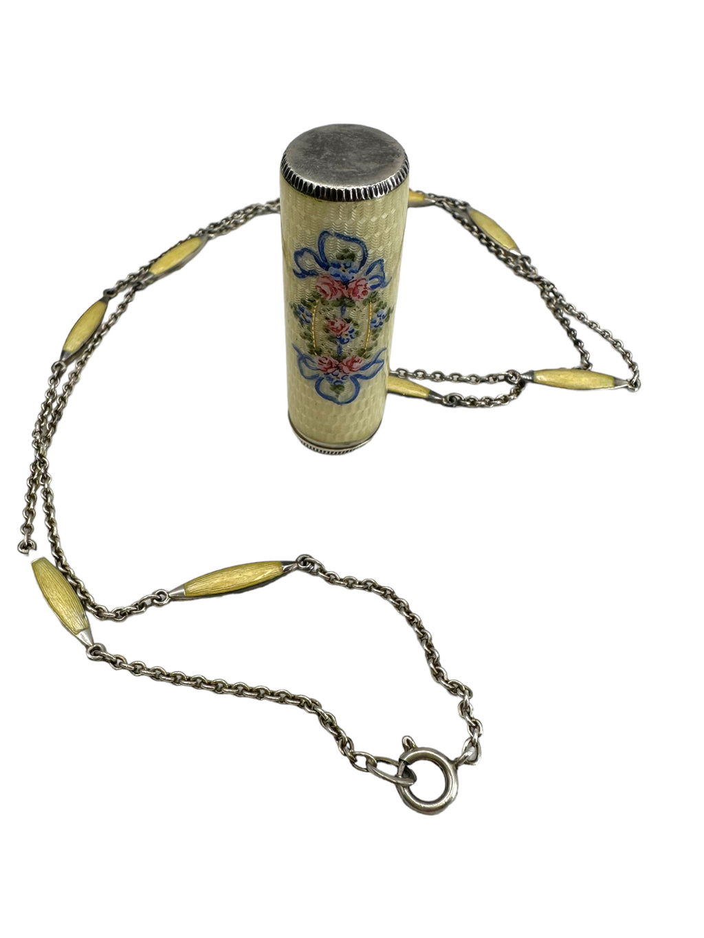 Silver Enamel Lipstick Necklace