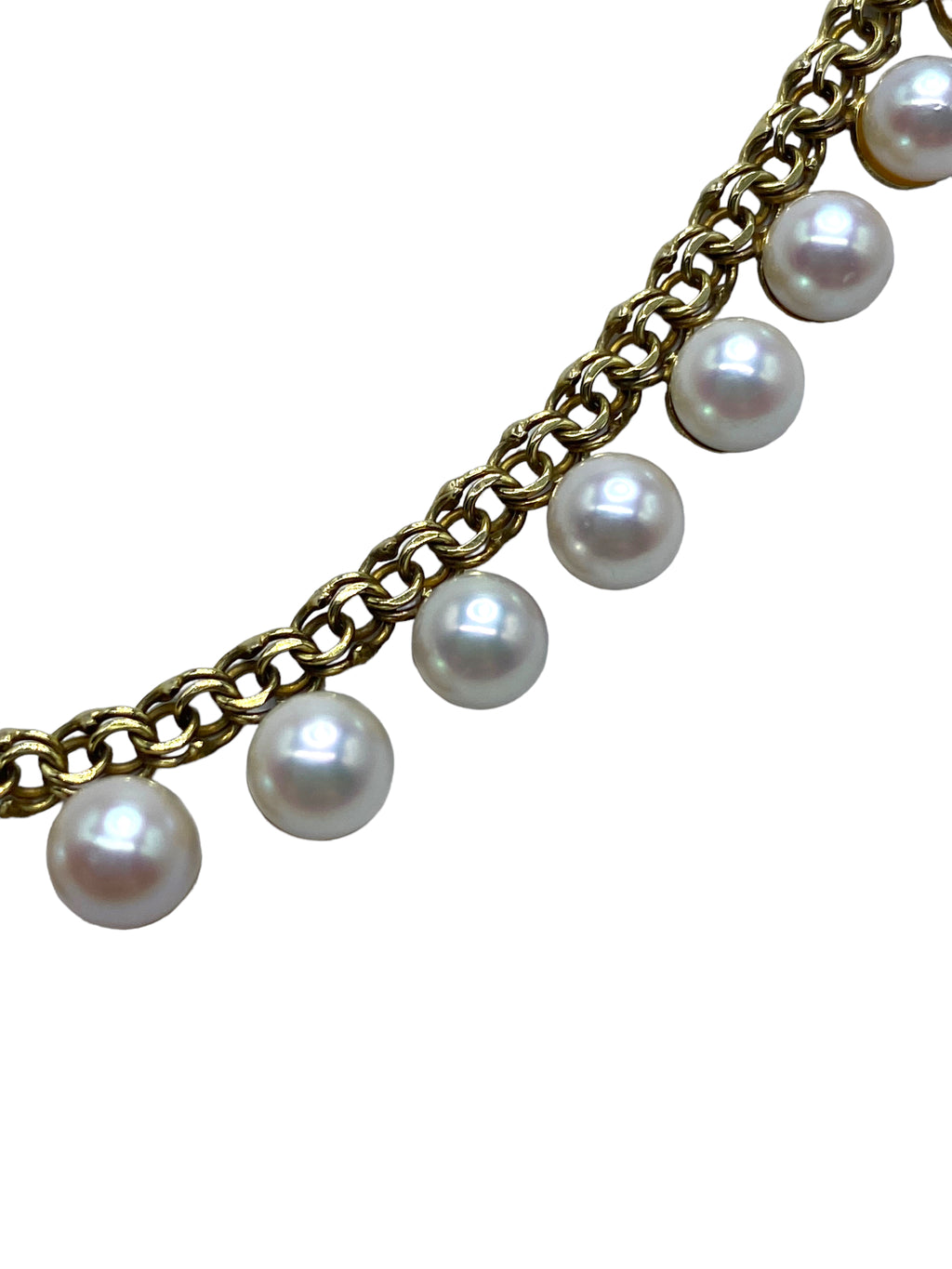 14k Green Gold Pearl Fringe Necklace