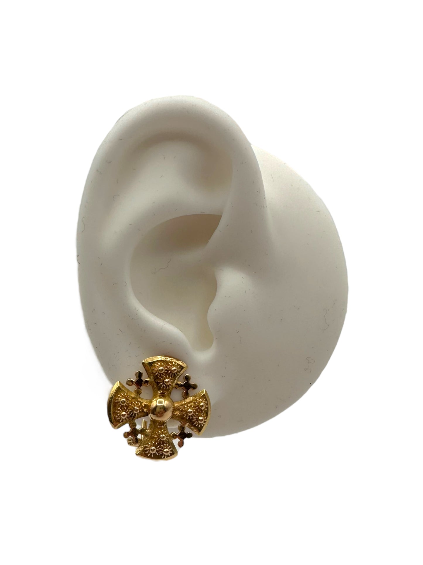 18k Clip-on Cross Earrings
