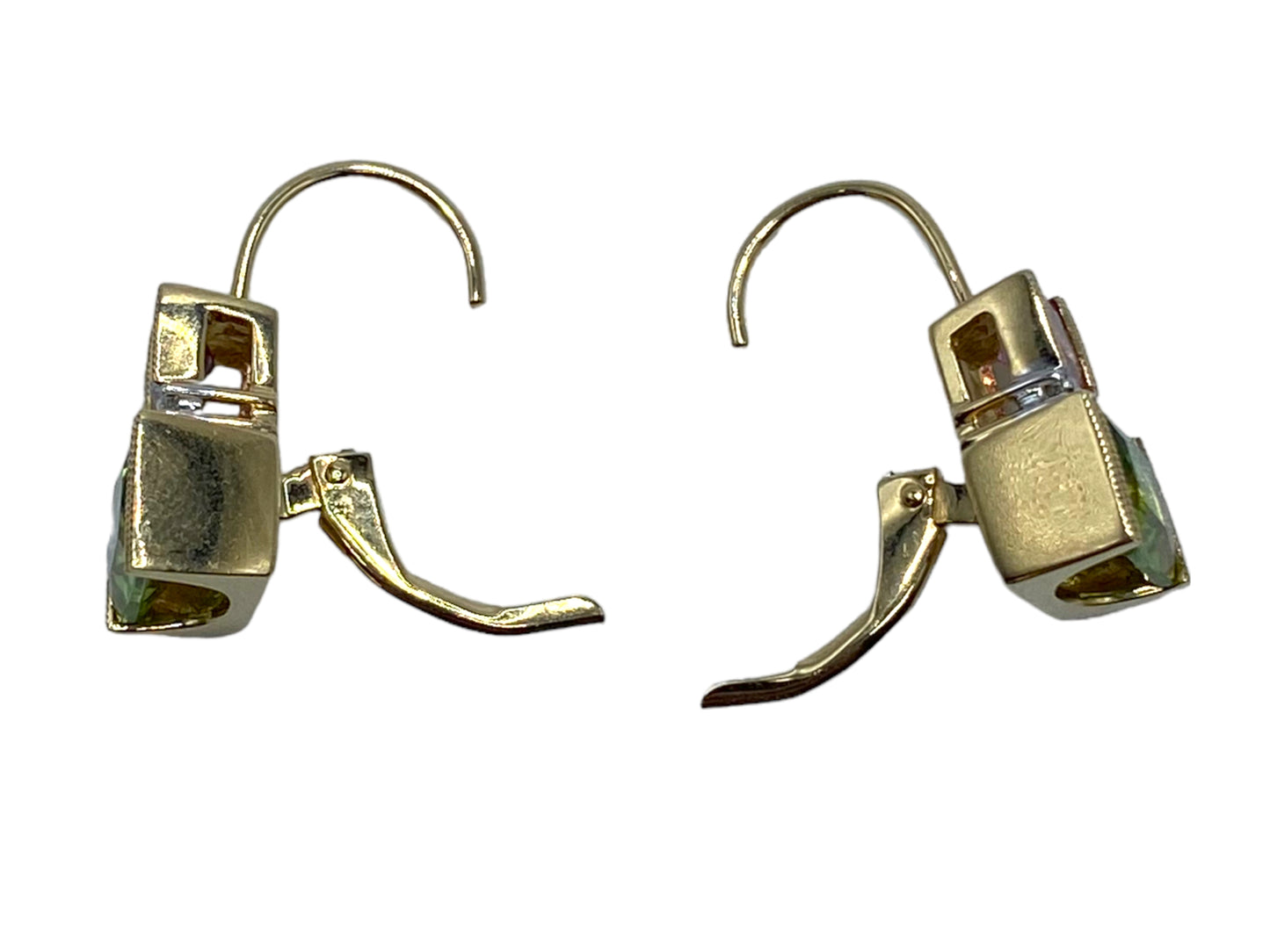 14k Tourmaline, Peridot, Diamond Earrings