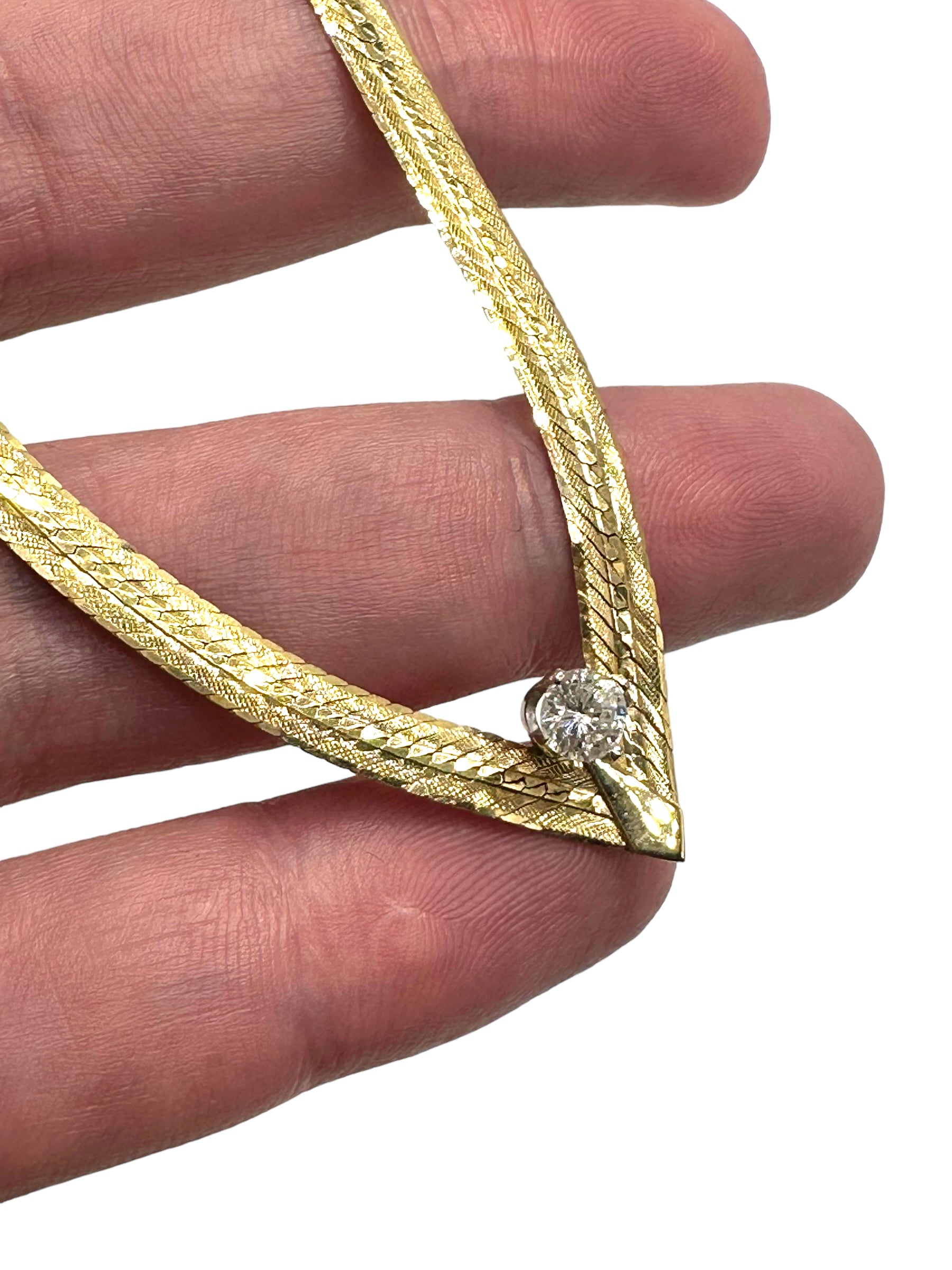 14k Chevron Diamond Necklace
