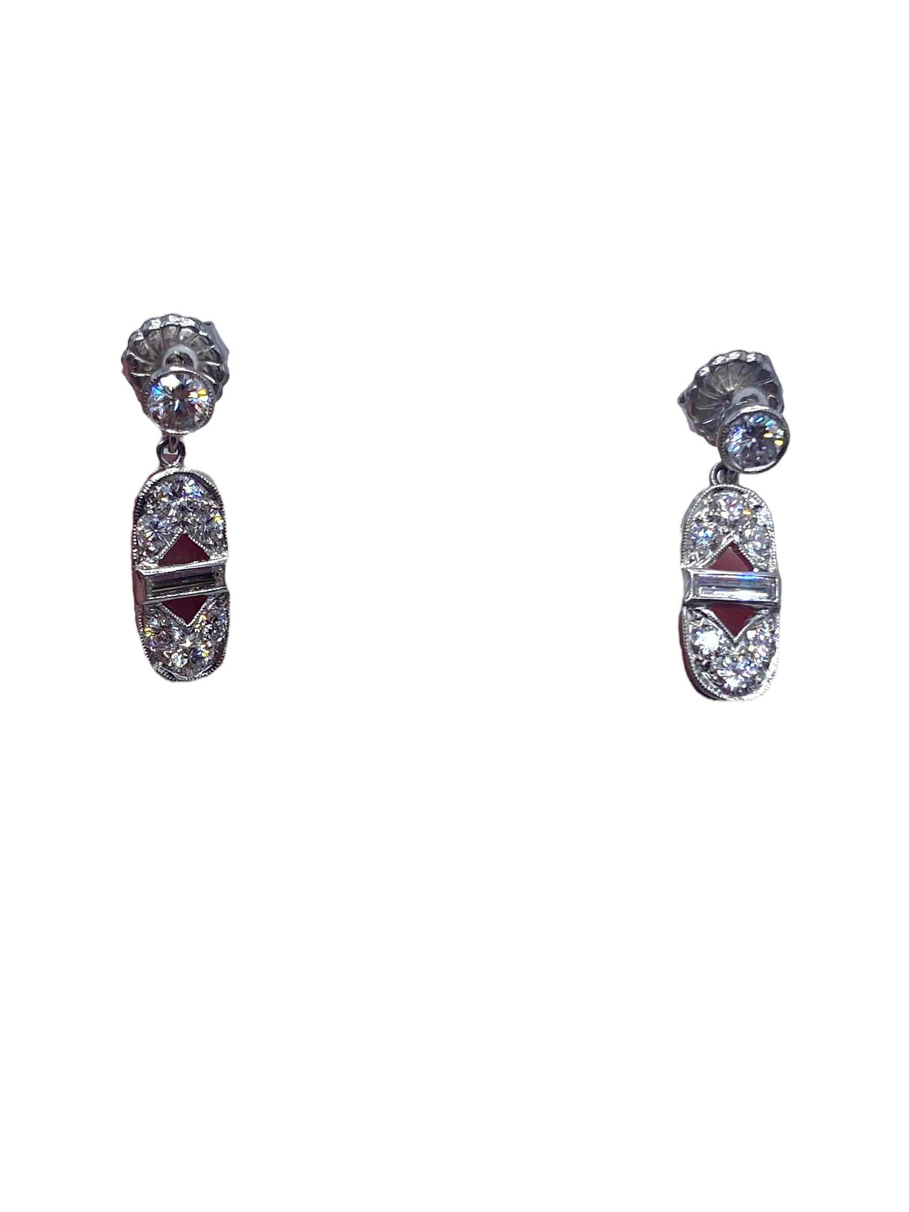 Art Deco Style Platinum Diamond Drop Earrings
