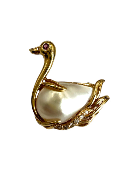 14k Mabe Swan Pin
