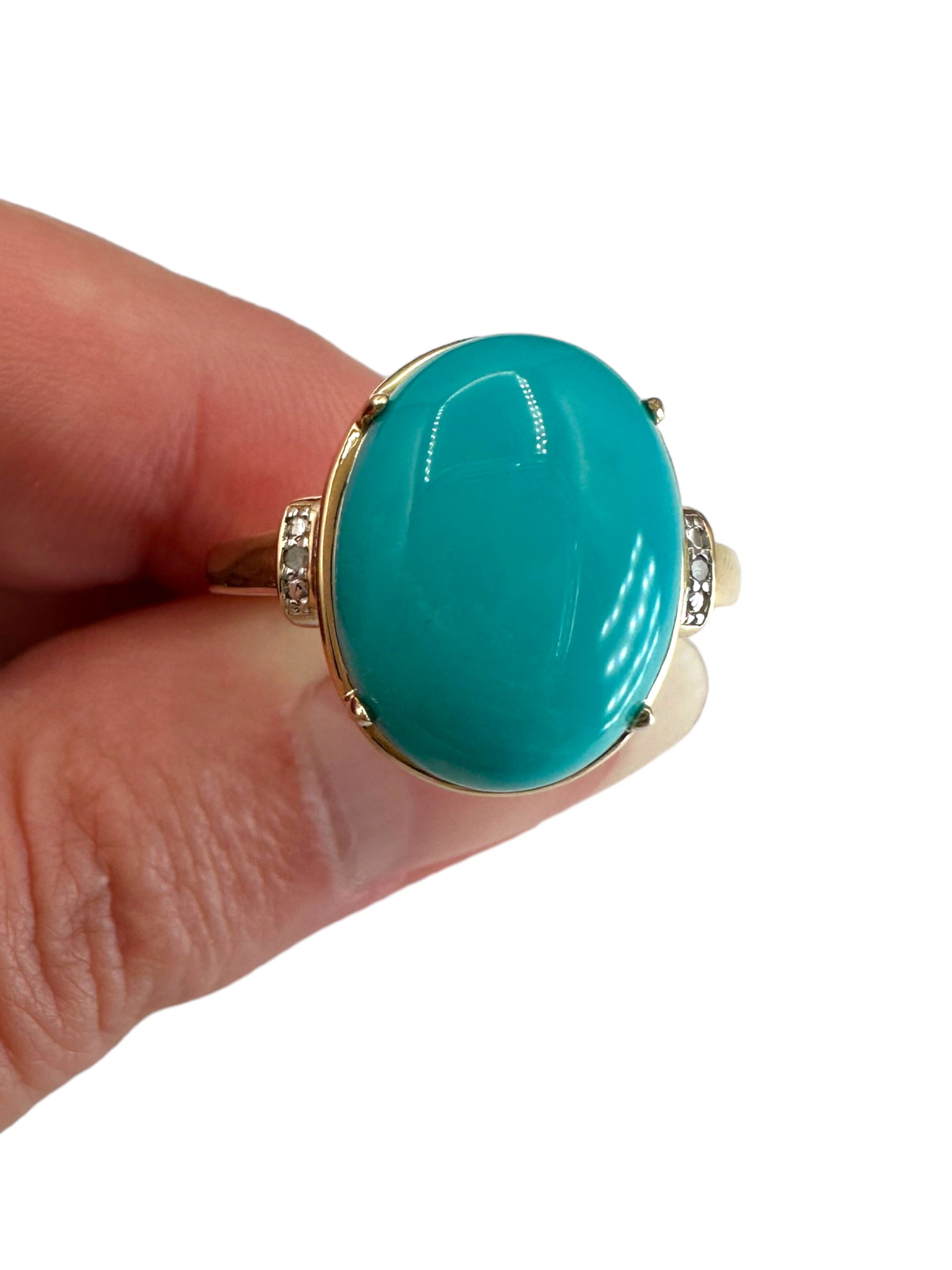 14k Turquoise Diamond Ring