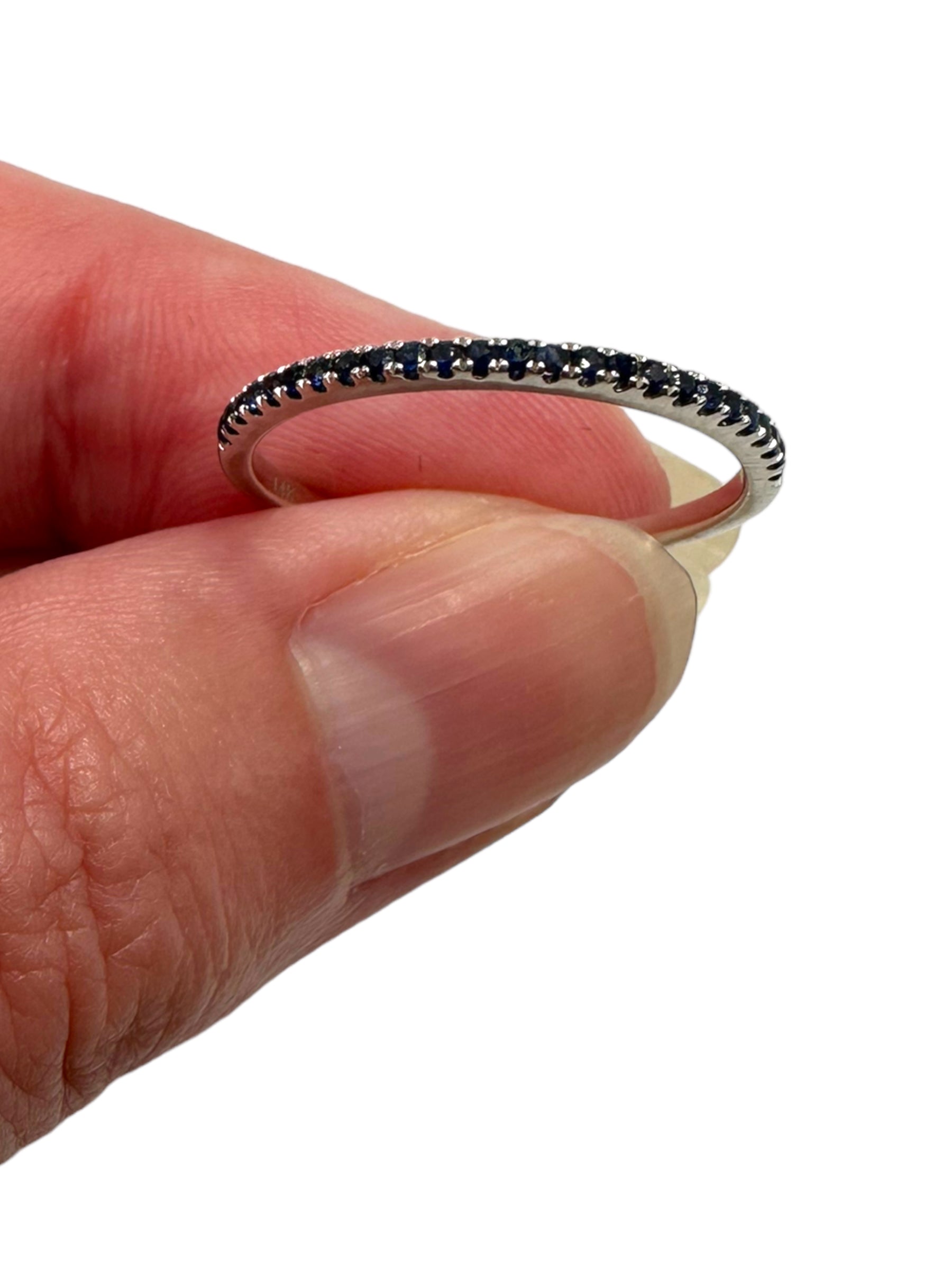 14k White Gold Sapphire Stacker Band Ring