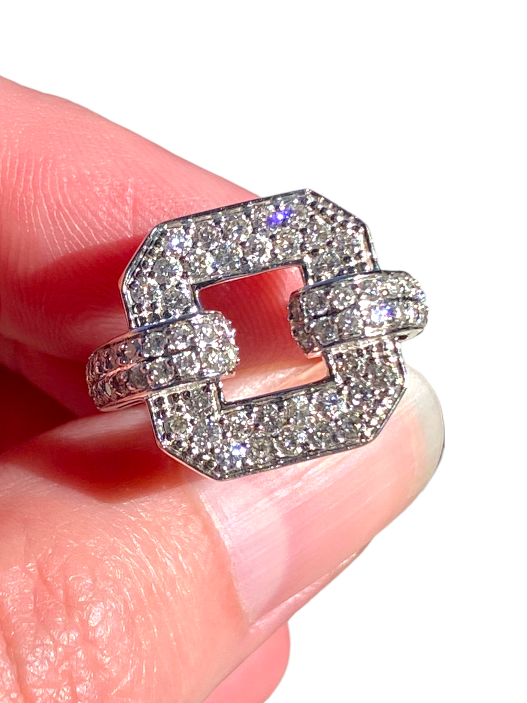 14k Diamond Buckle Ring