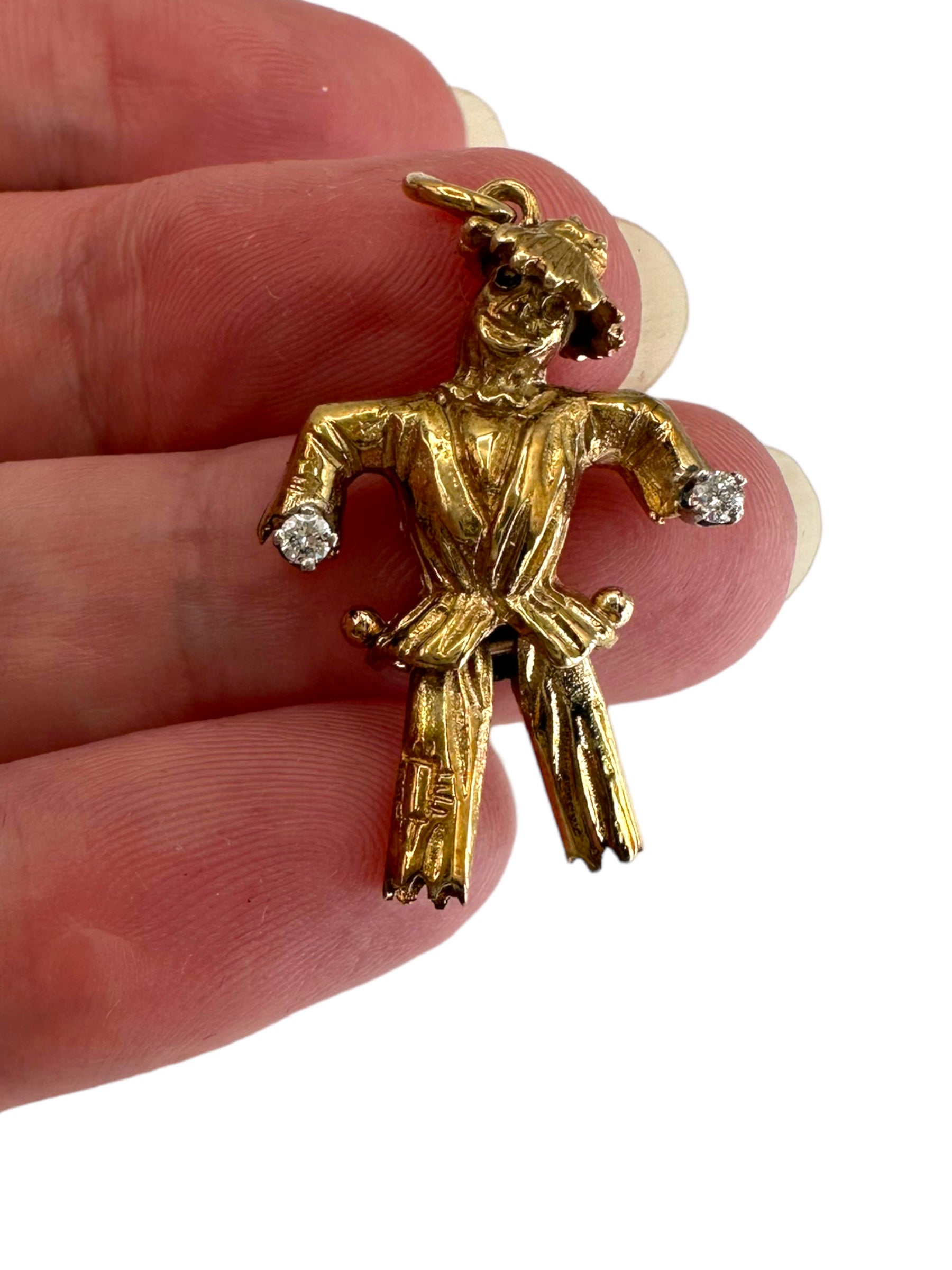 14k Diamond Scarecrow Pendant