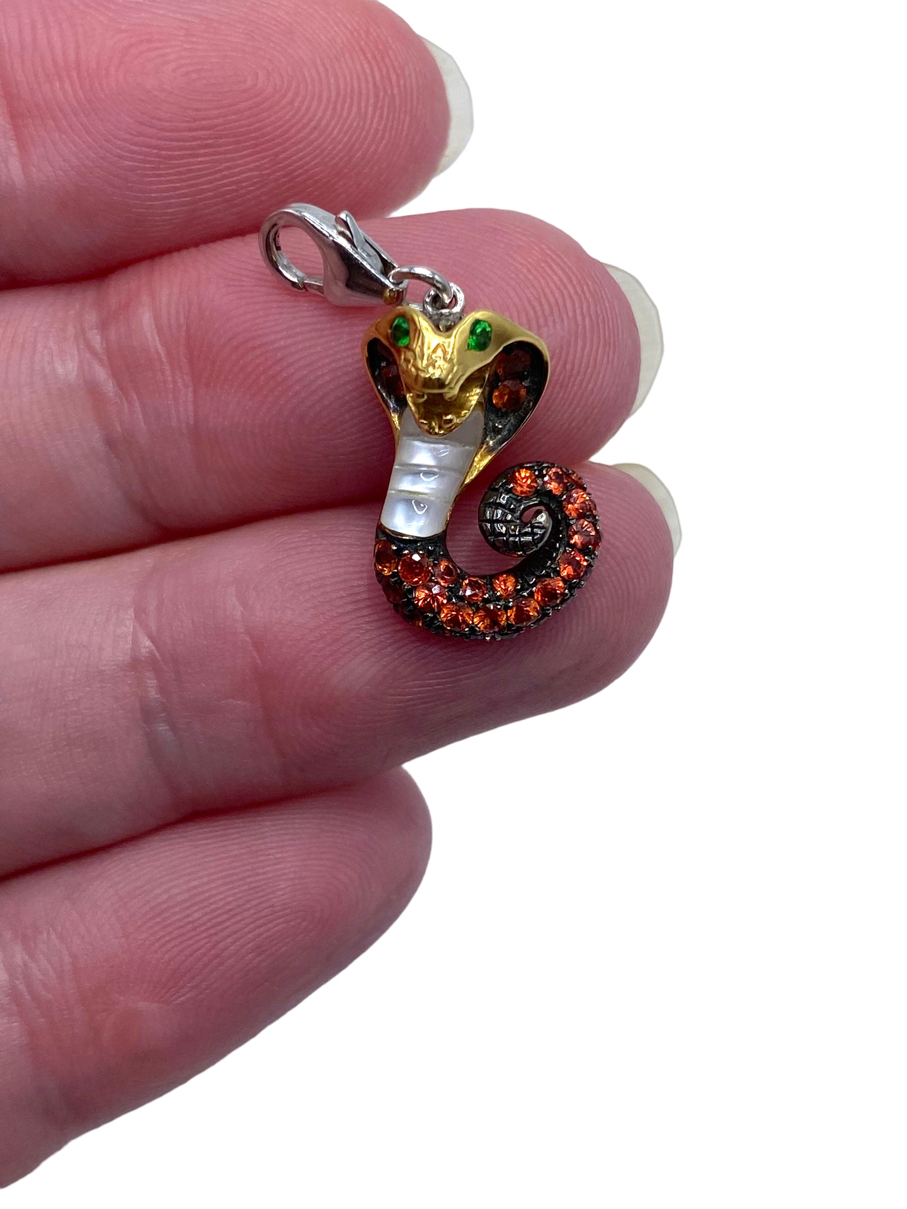 18k Sapphire Garnet Snake Charm