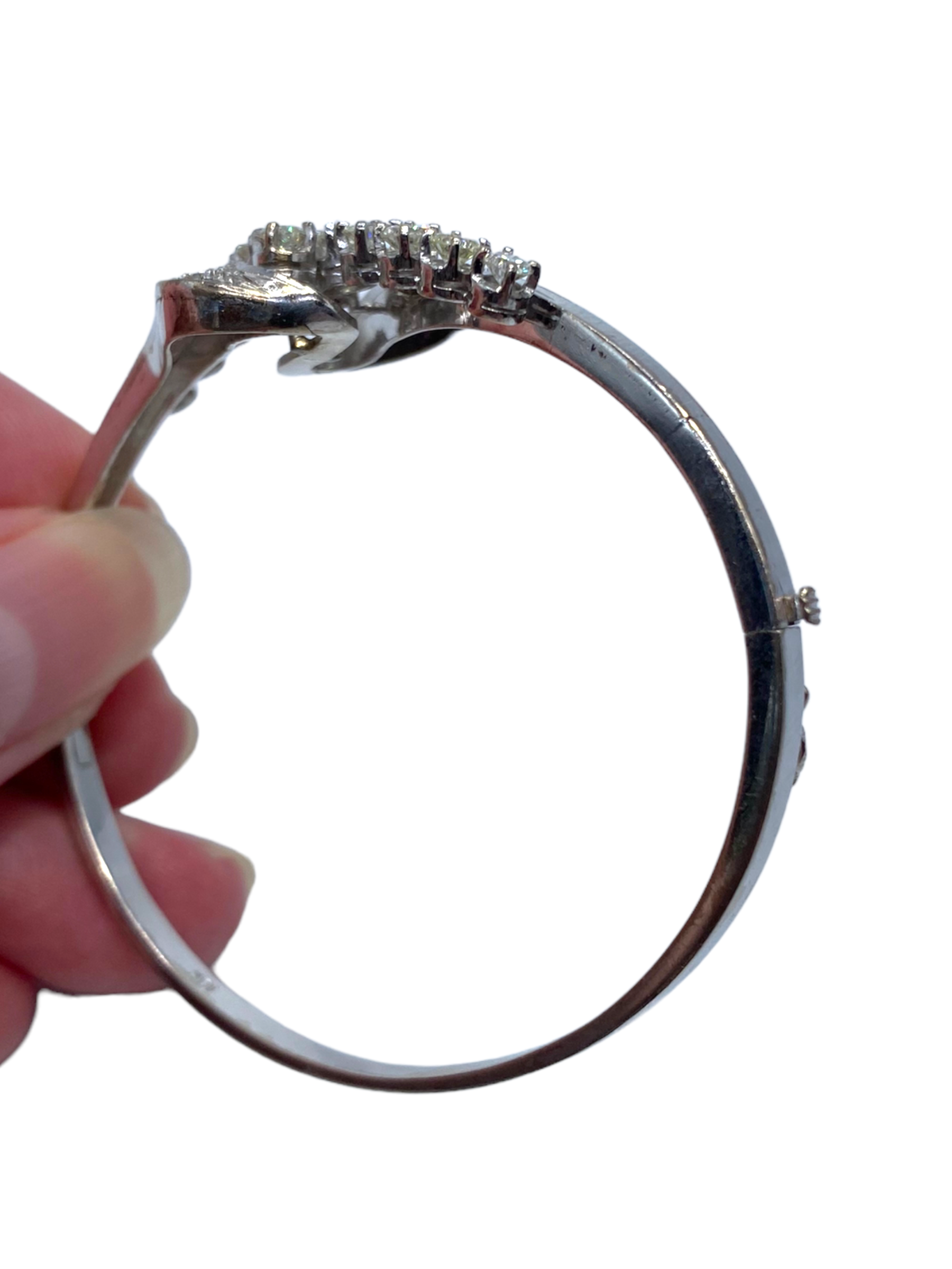 Silver Palladium Diamond Bangle Bracelet