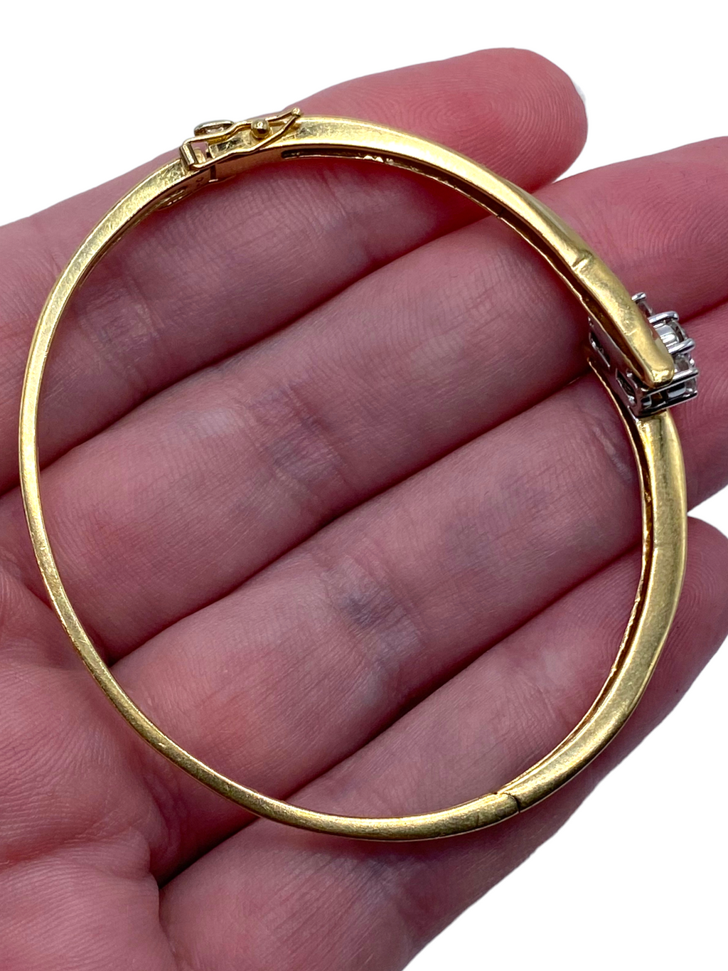 14k Diamond Crossover Bangle Bracelet