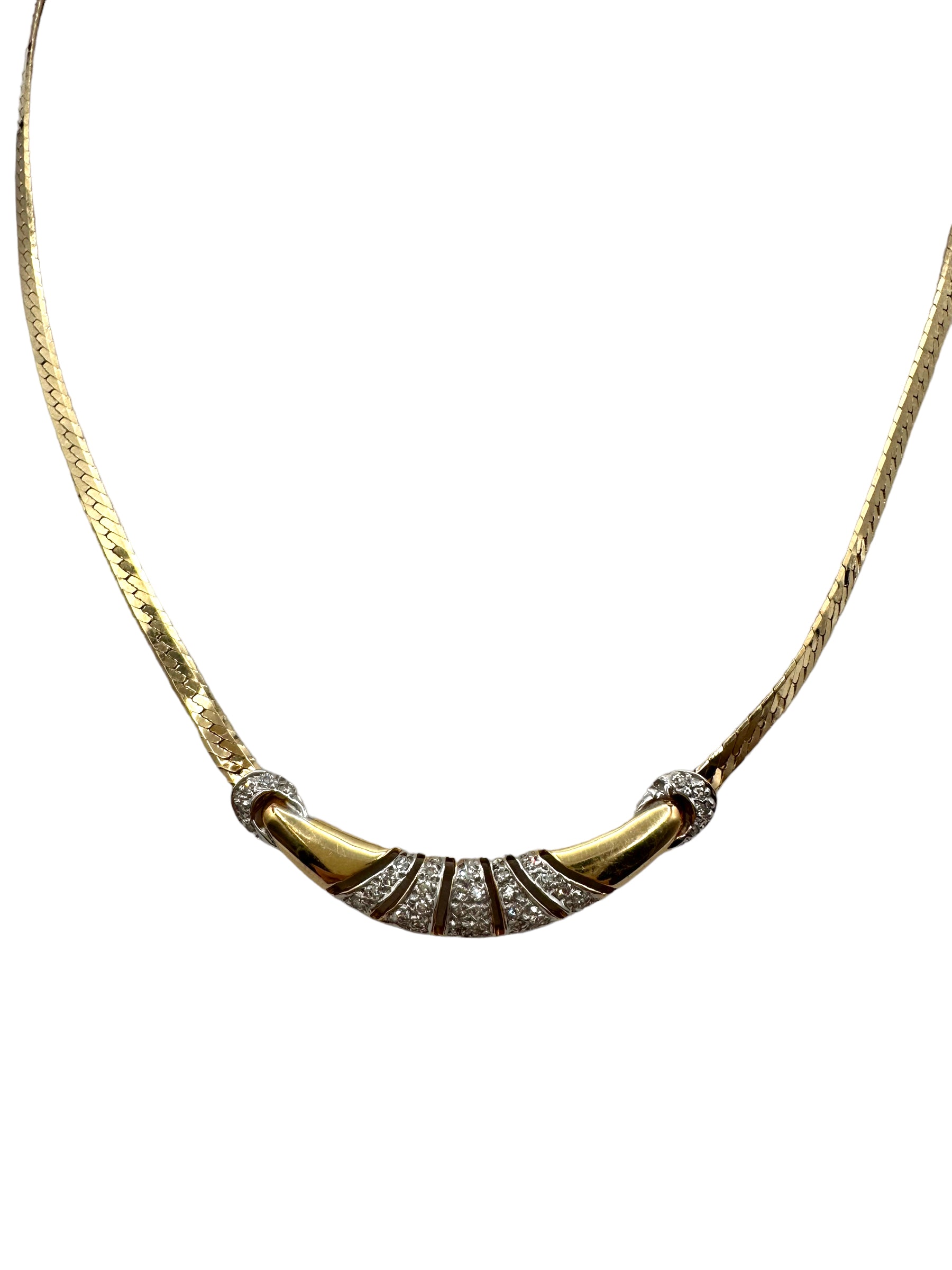 14k Diamond Deco Inspired Necklace