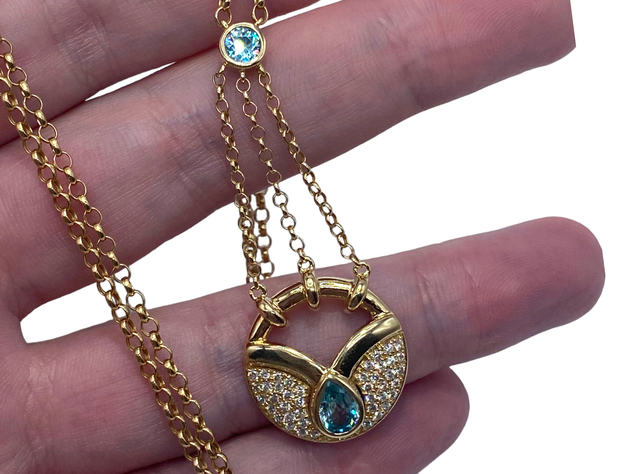 14k Zircon Diamond Lavalier Necklace