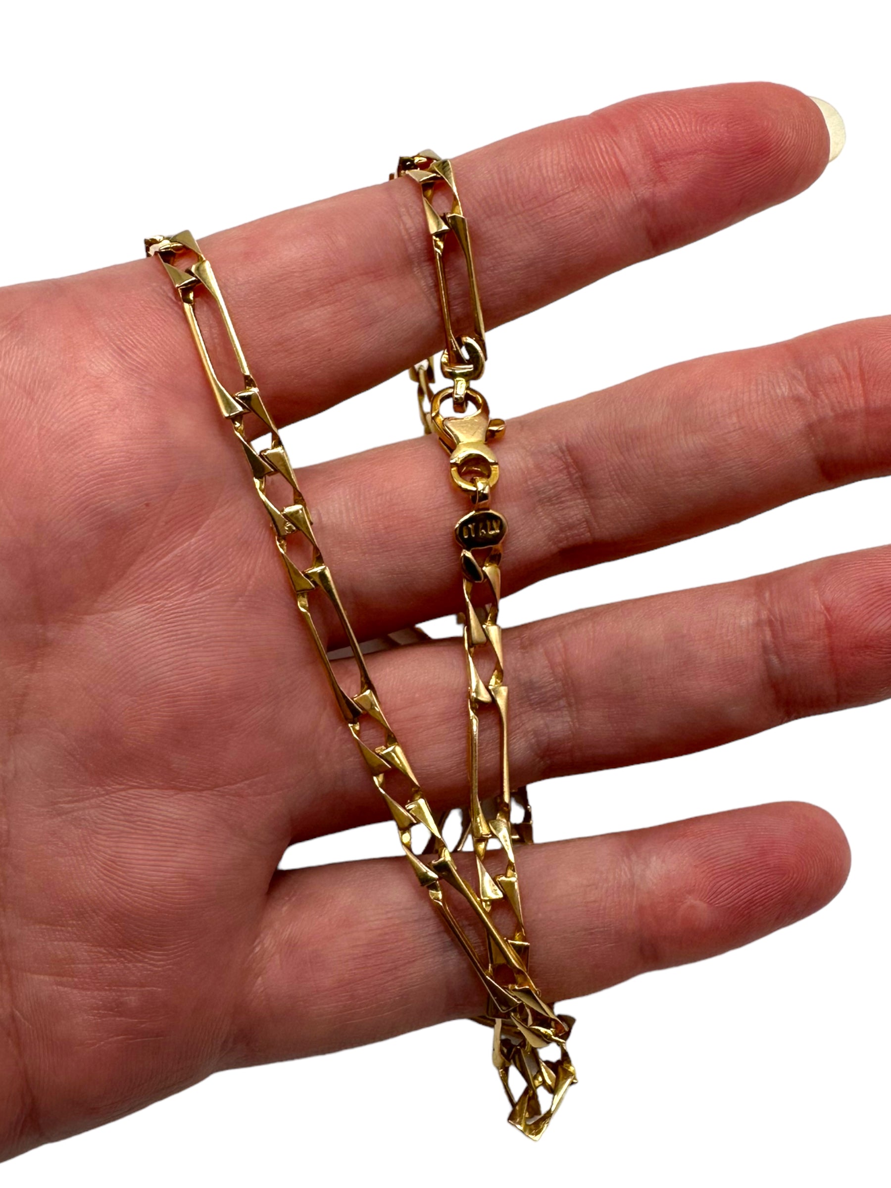 14k Squared Figaro Chain Necklace