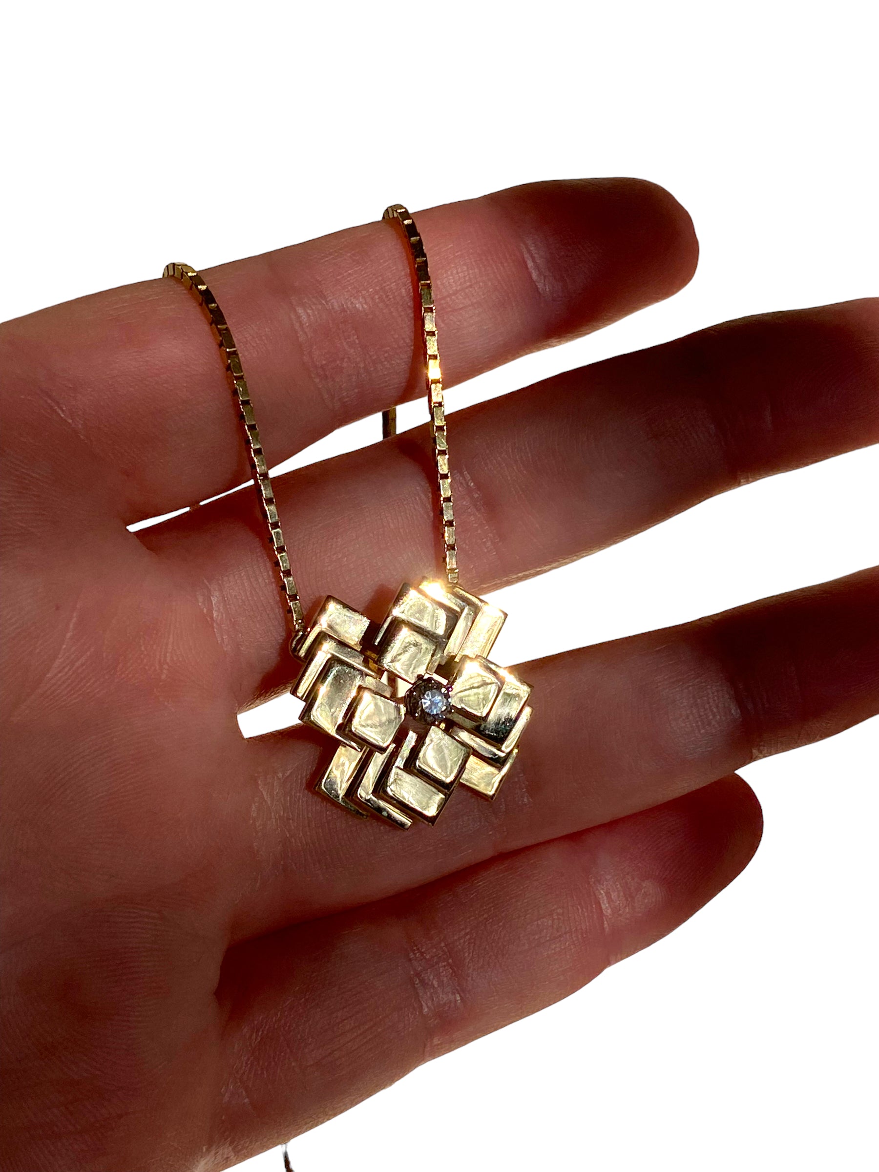 14k Geometric Pendant Necklace