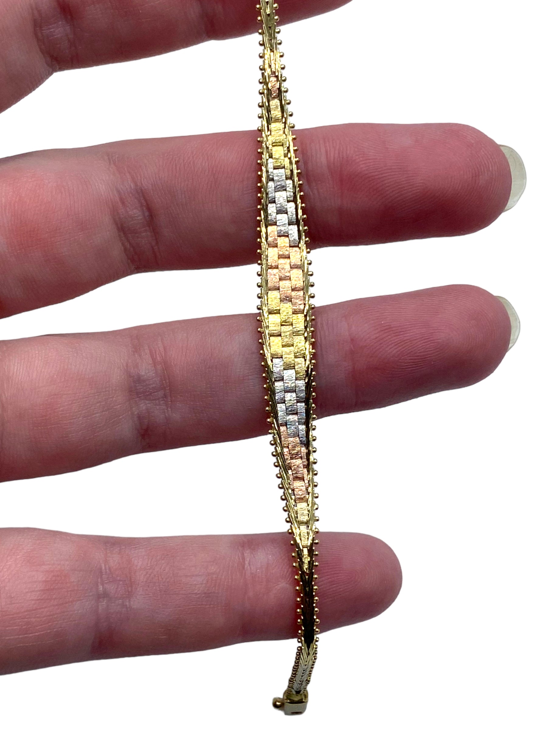 14k Tri-tone Milor Woven Bracelet