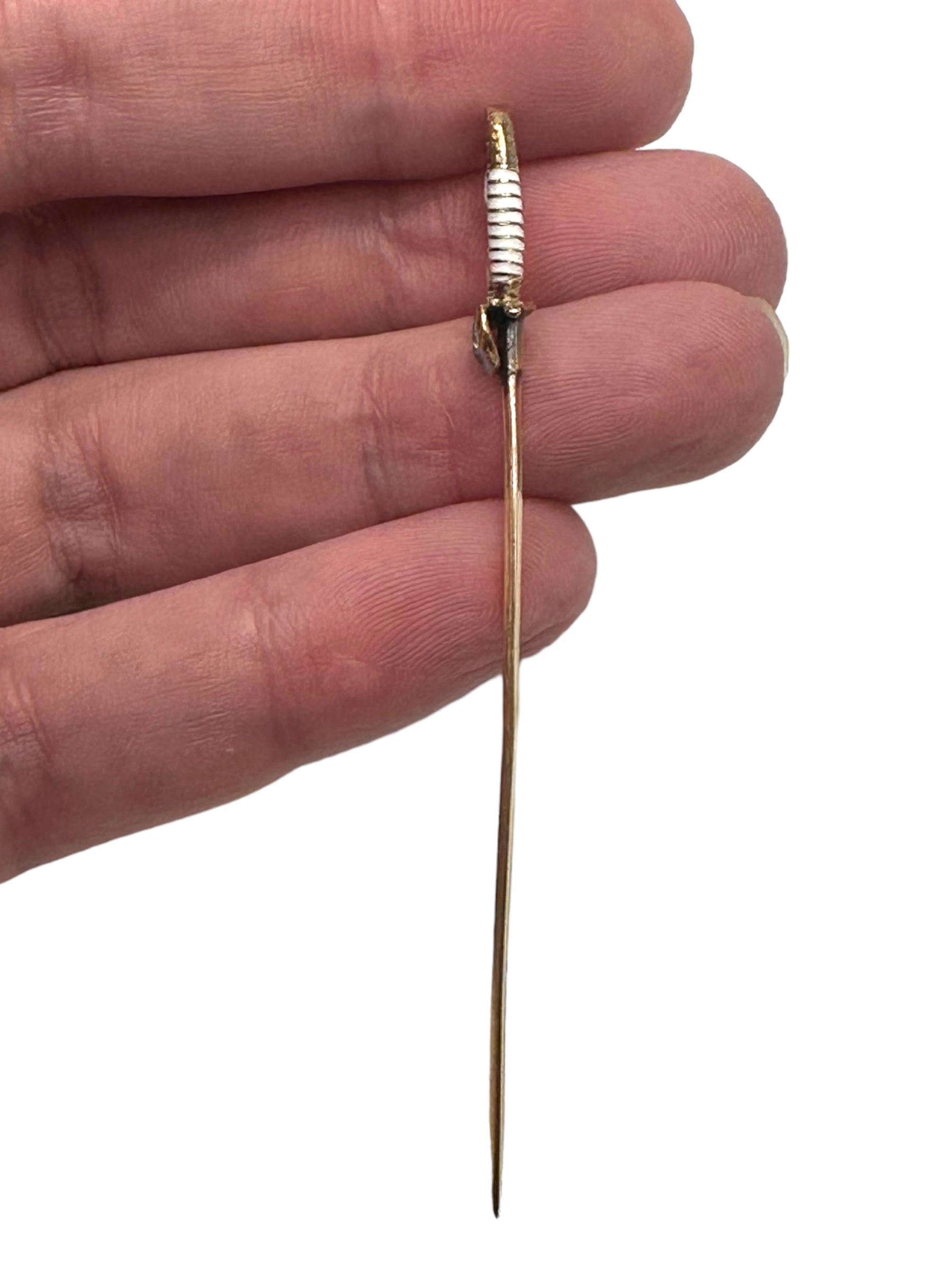 14k Eagle Pommel Enamel Diamond Victorian Sword Pin