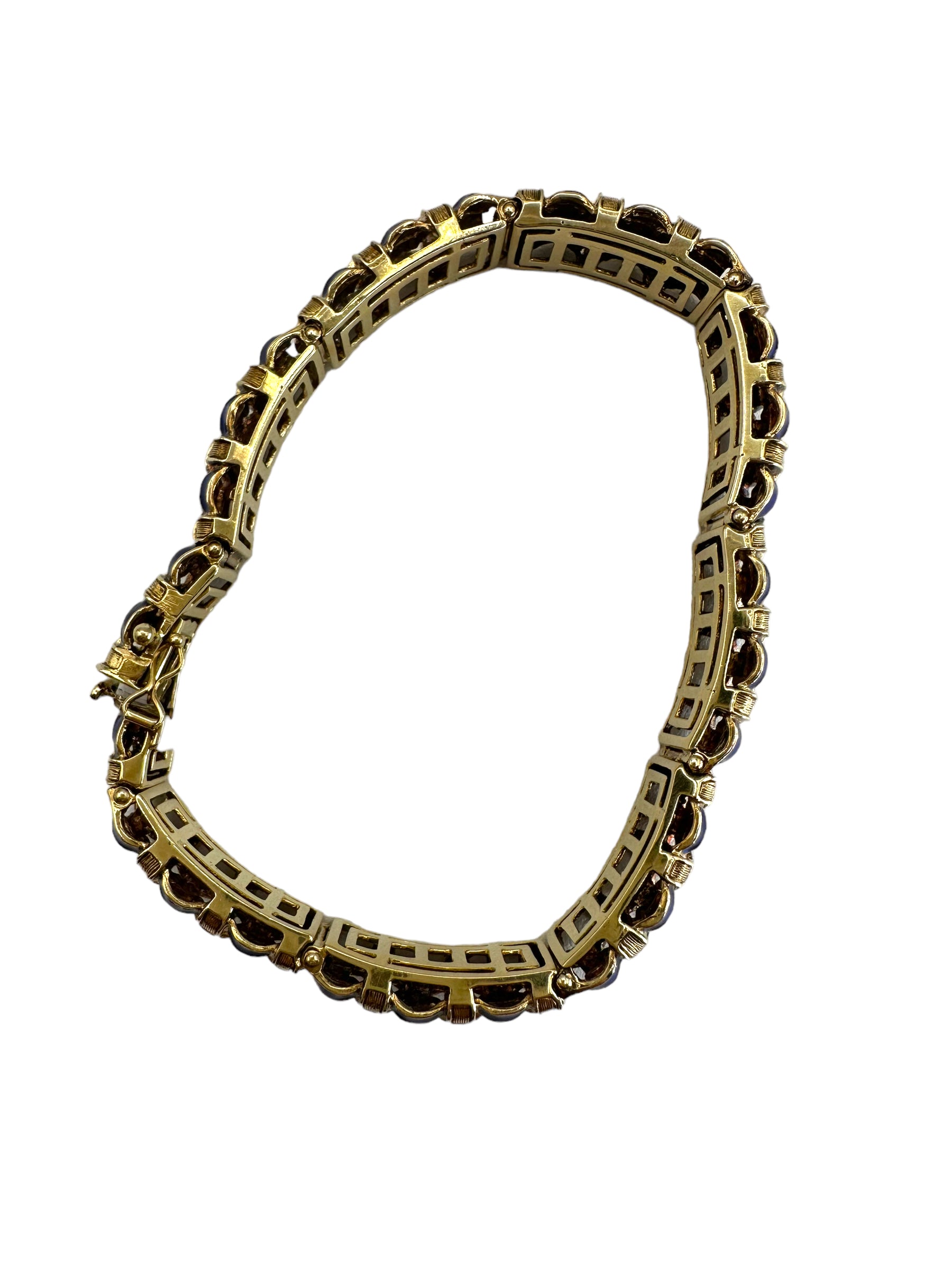 14k Cobalt Blue Enamel Basketweave Design Bracelet