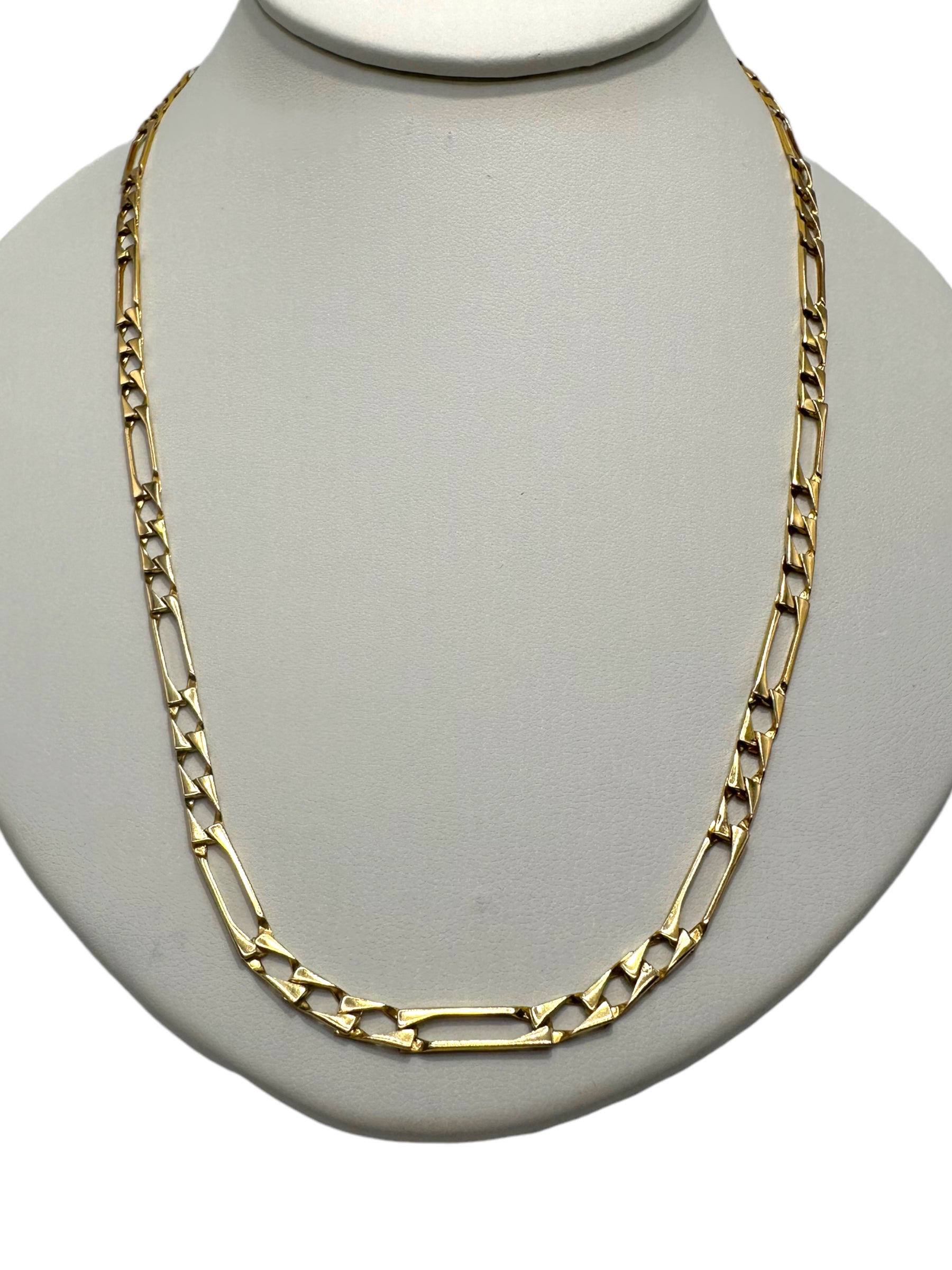 14k Squared Figaro Chain Necklace