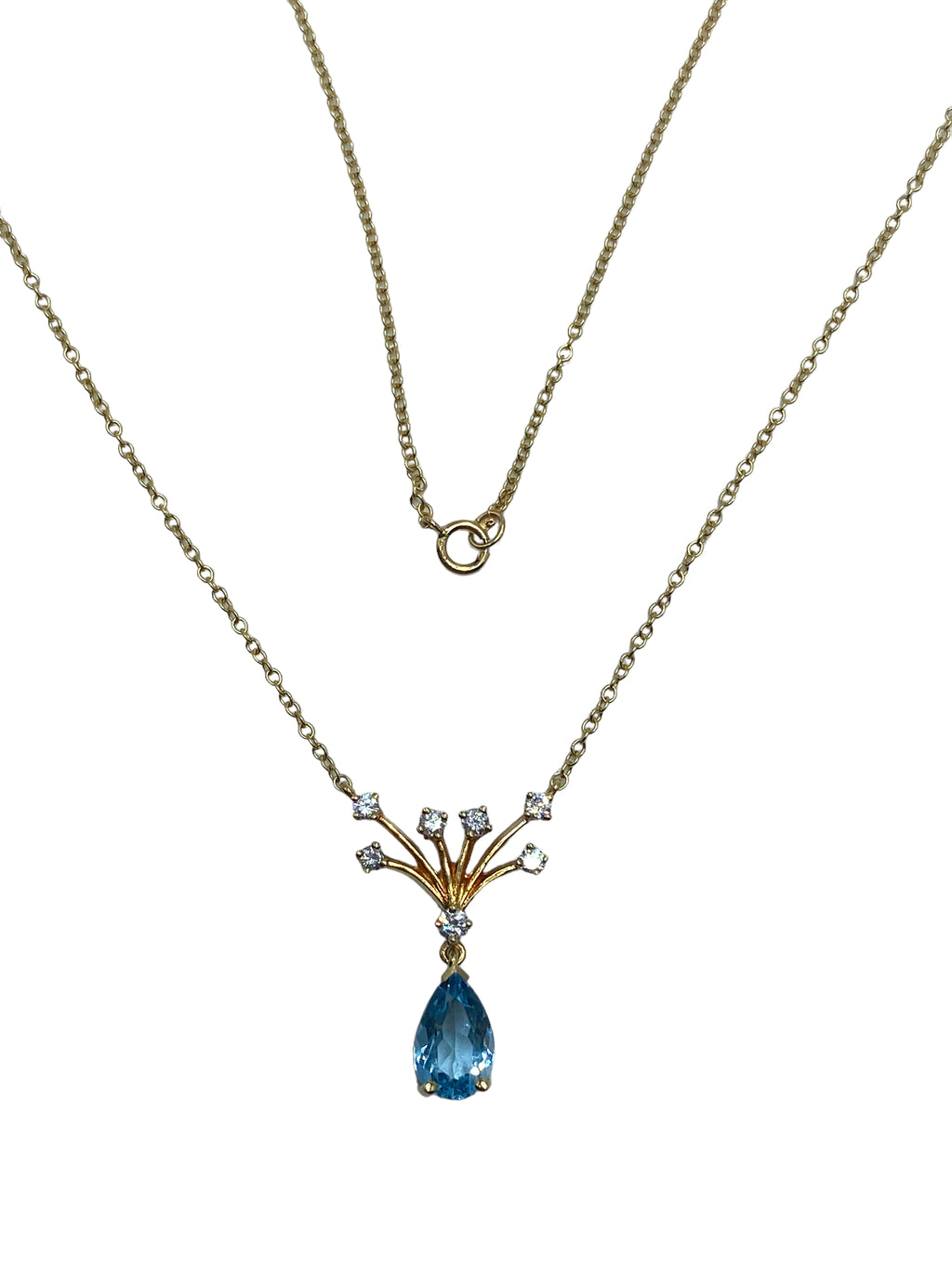 18k Aquamarine Diamond Pendant Necklace