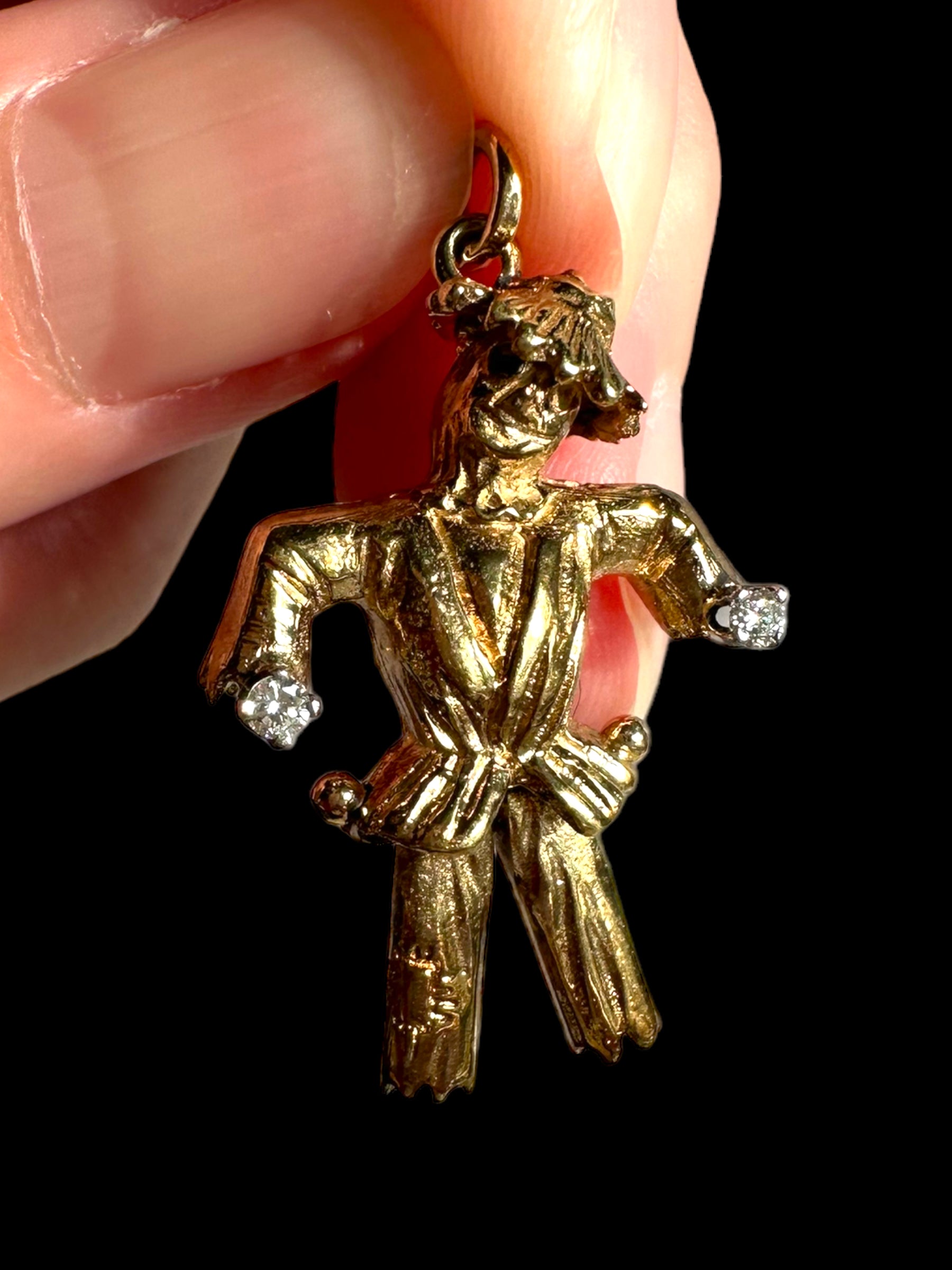 14k Diamond Scarecrow Pendant