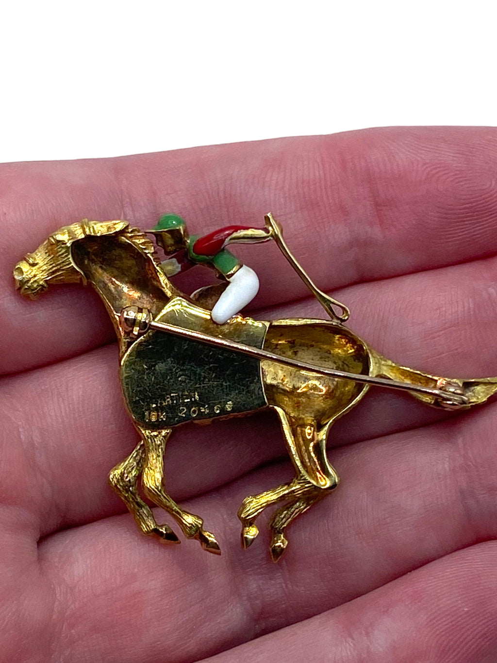 18k Cartier Jockey Racehorse Brooch