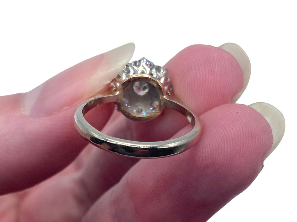 14k Platinum Victorian Style Star/ Flower Diamond Ring