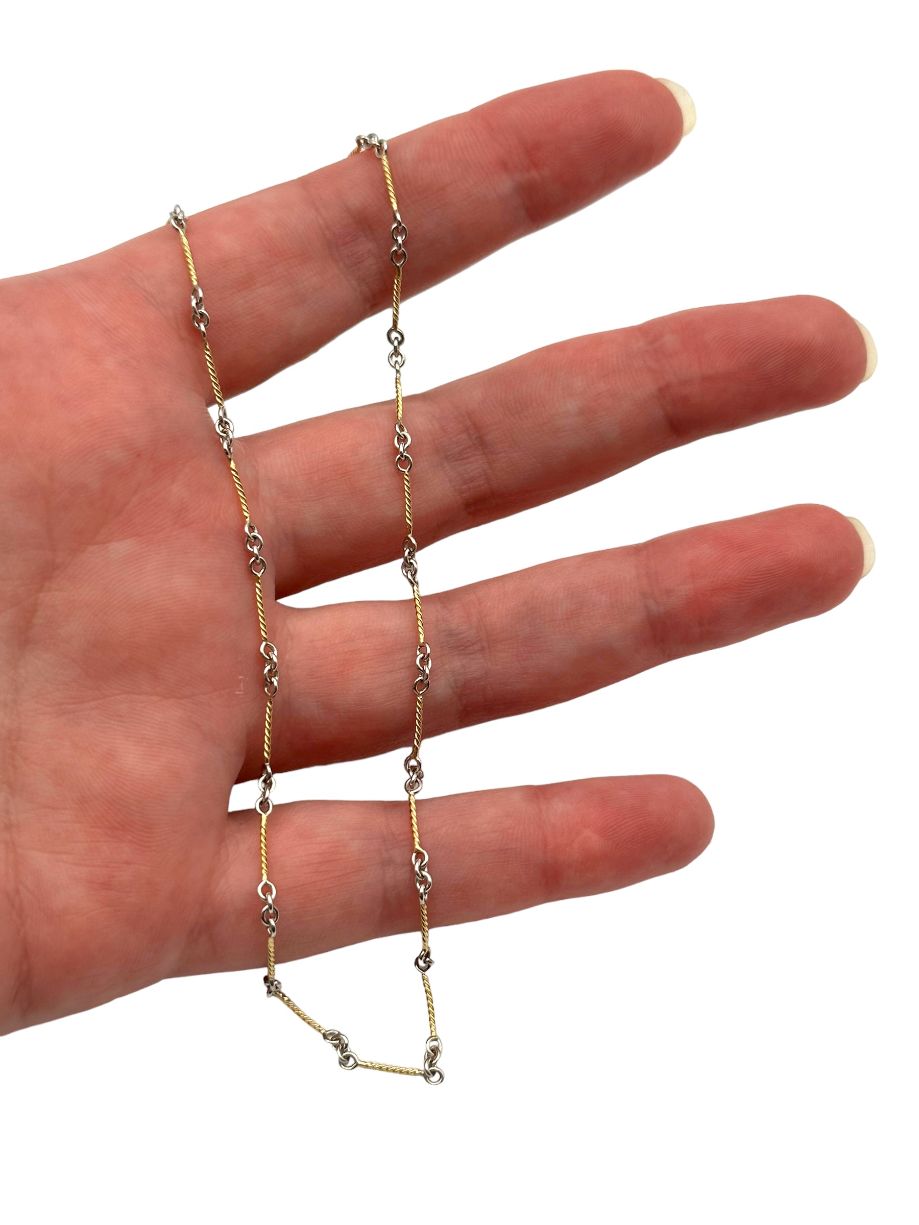 14k Two Tone Dog Bone Link Necklace
