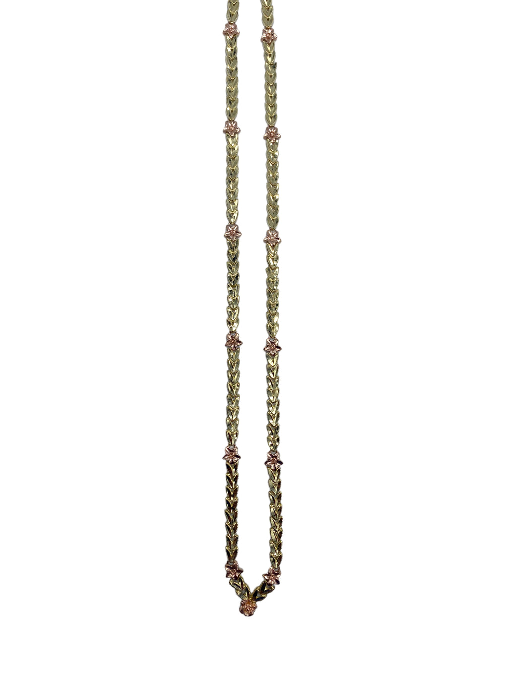 14k Two-Tone Flower Necklace