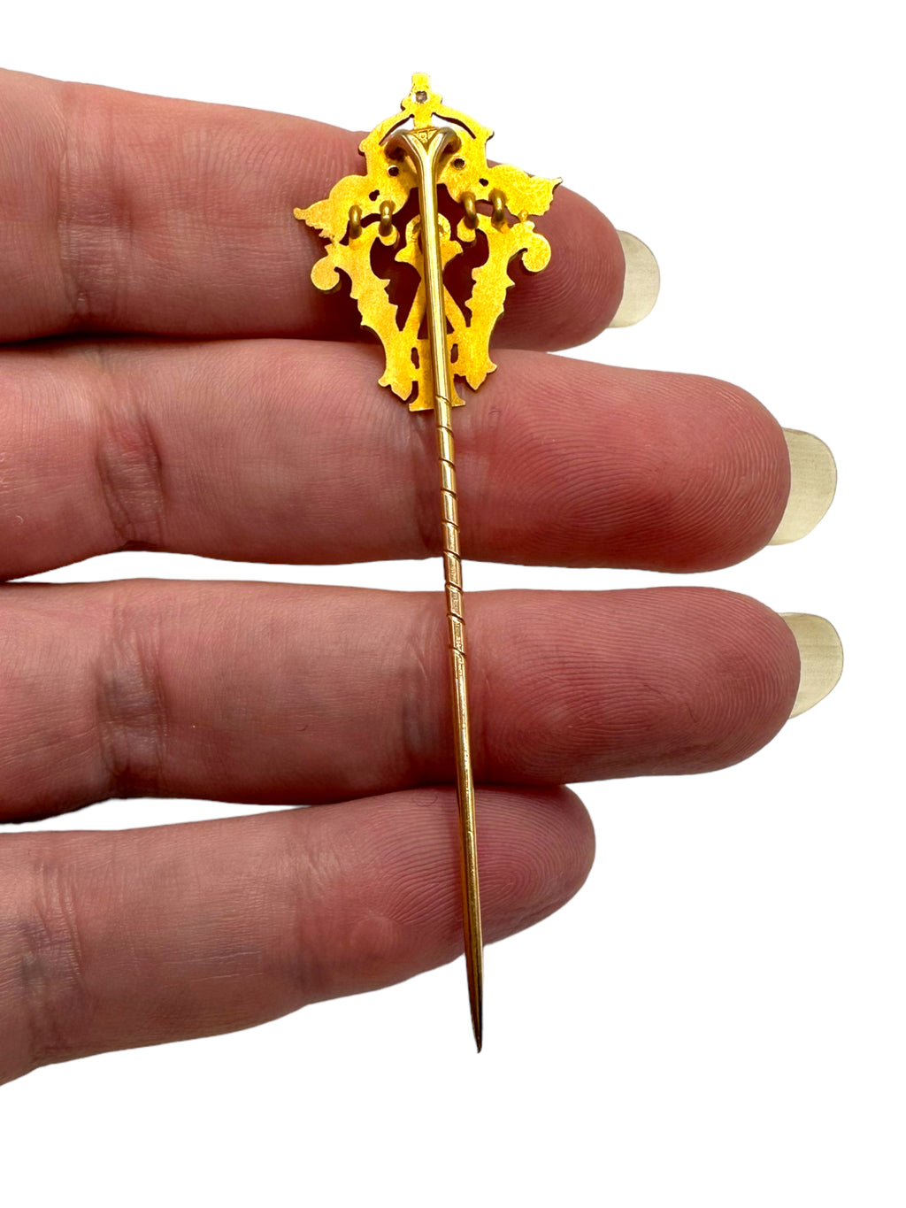 14k Sapphire Diamond German Stickpin