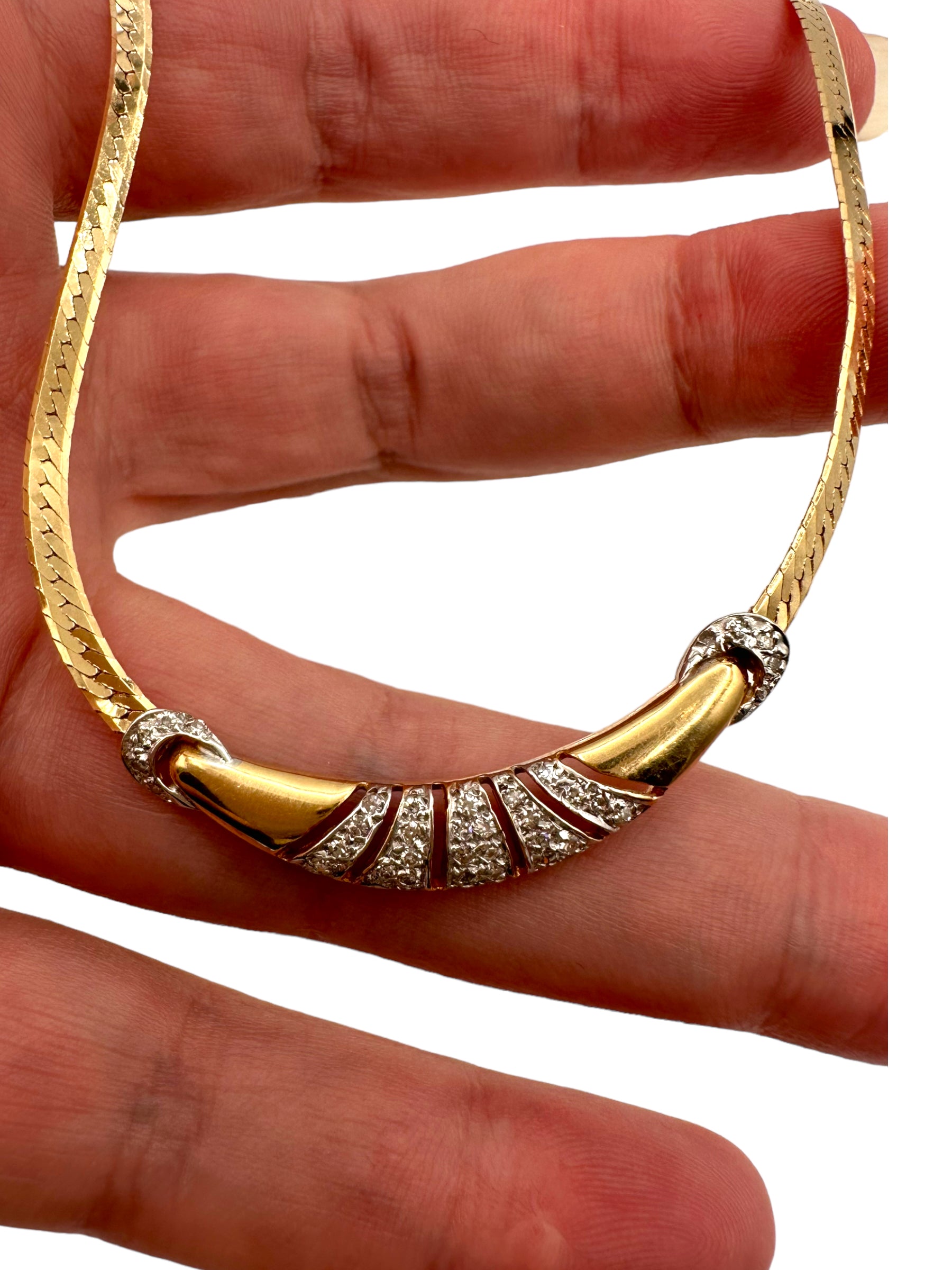 14k Diamond Deco Inspired Necklace