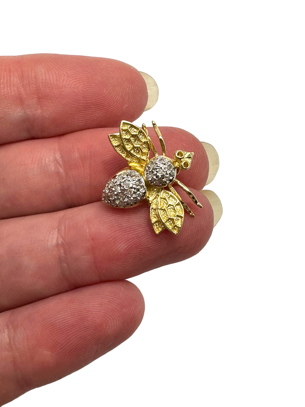 14k Diamond Small Bee Pendant/ Pin