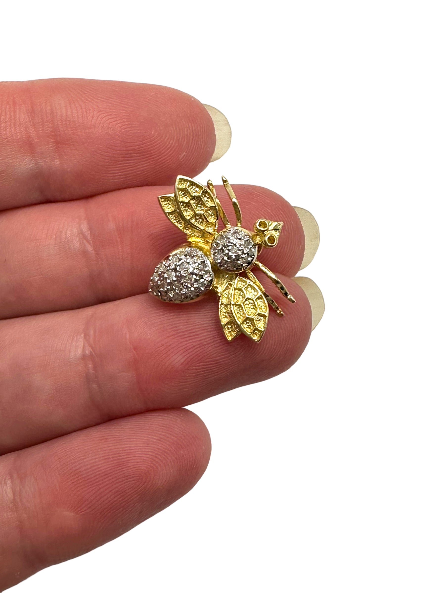 14k Diamond Small Bee Pendant/ Pin
