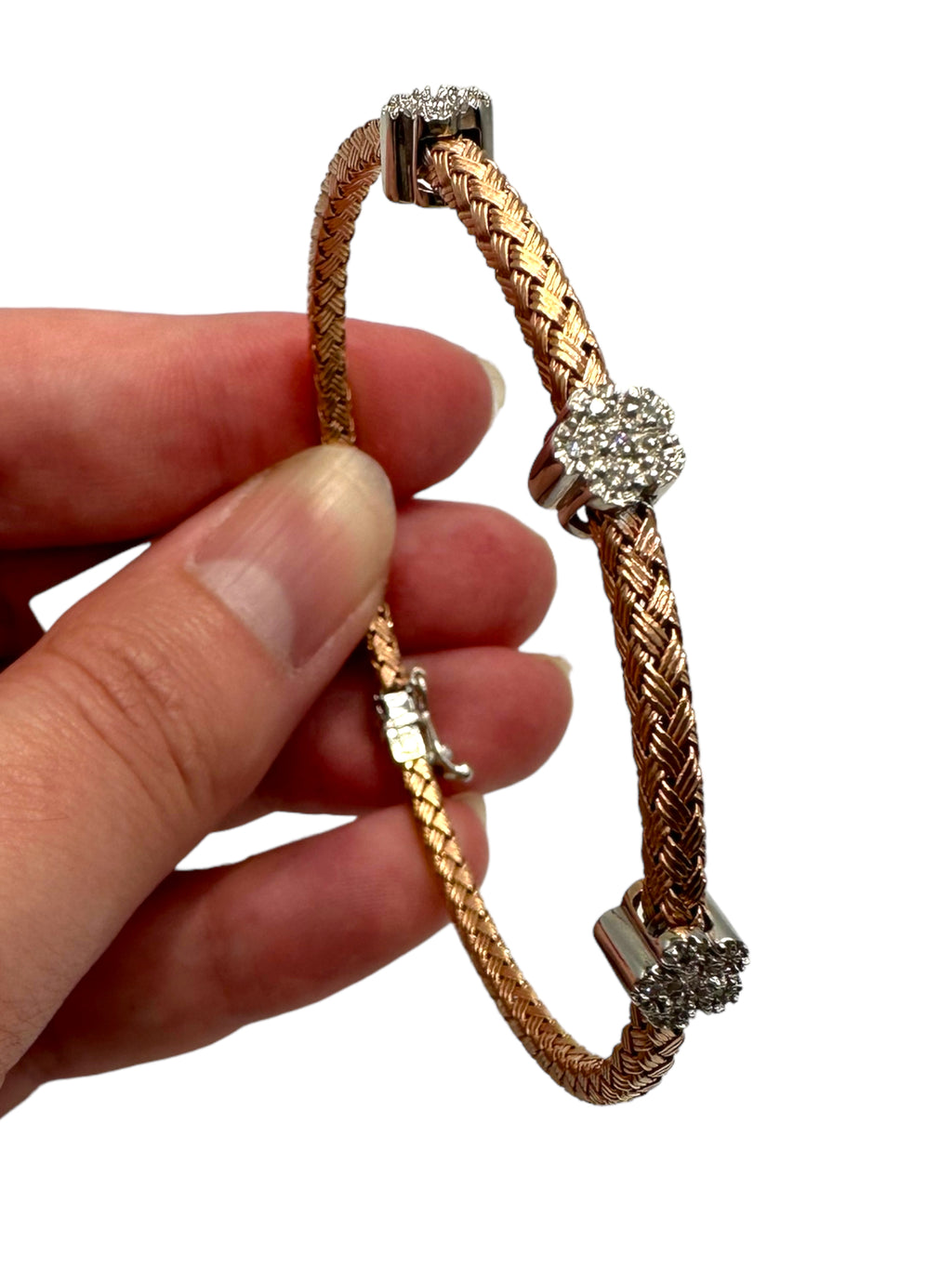 18k Rose Gold Diamond Flower Bracelet