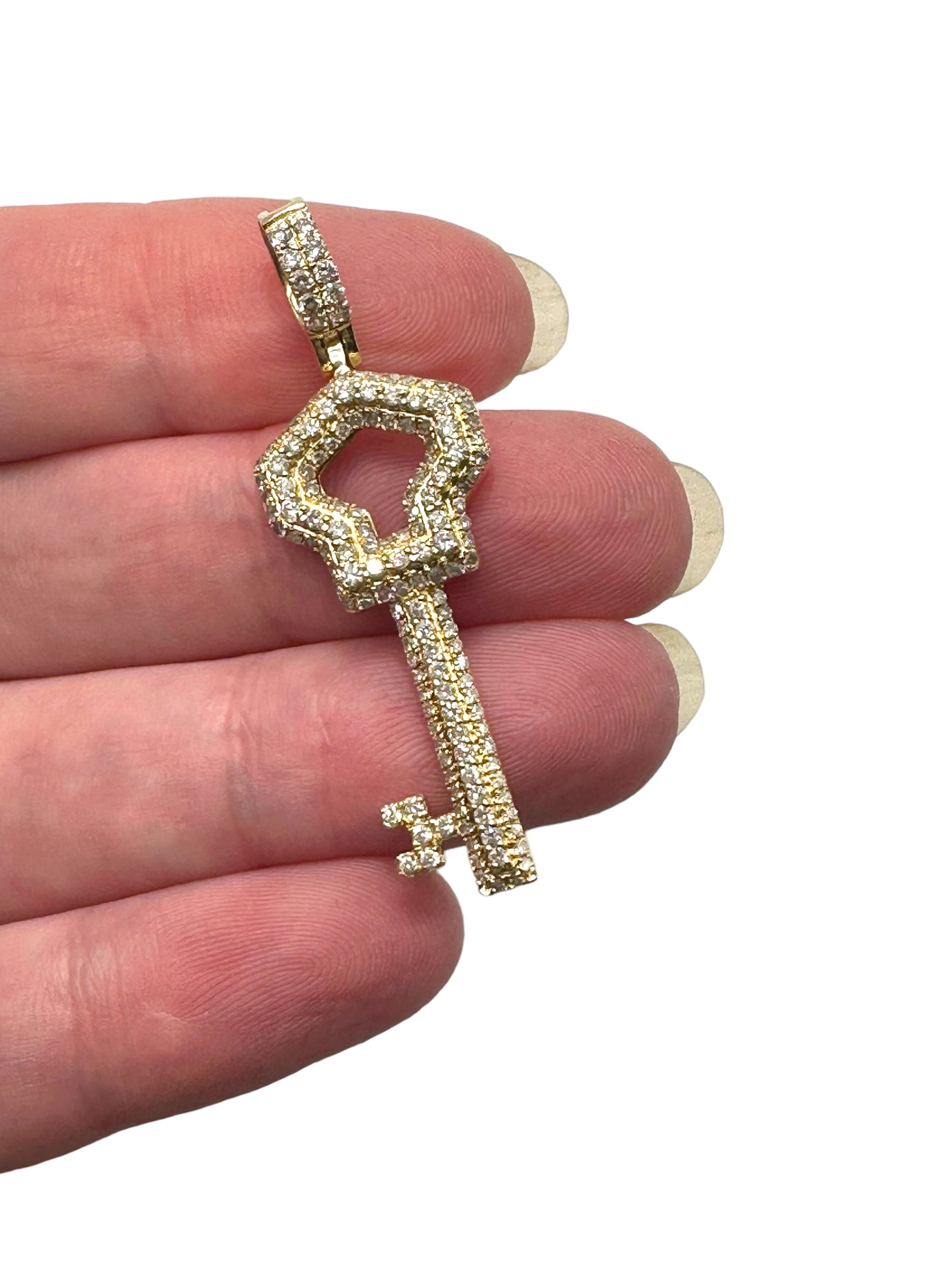 14k Diamond Key Pendant