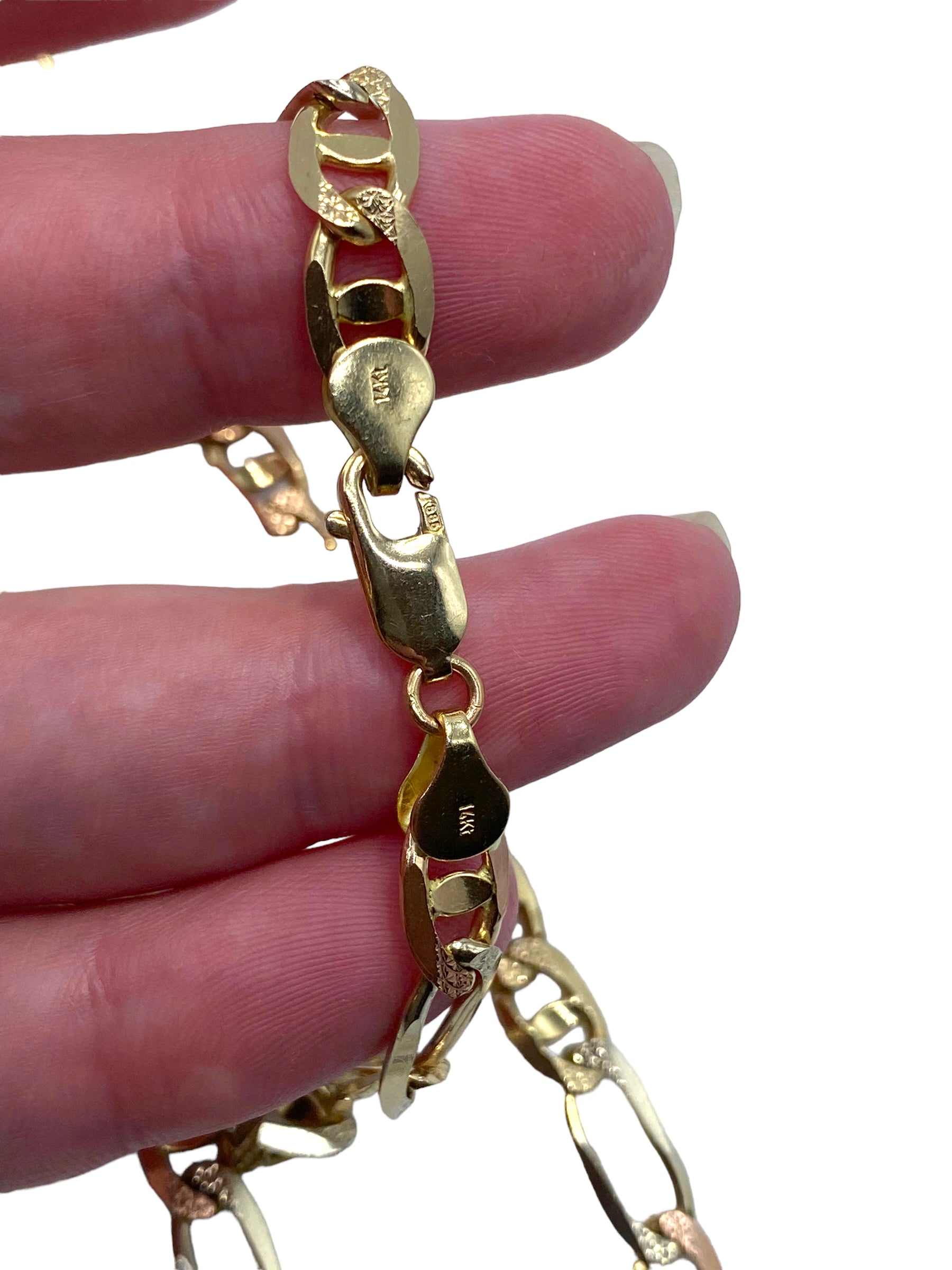 14k Two-tone Figaro Chain Necklace