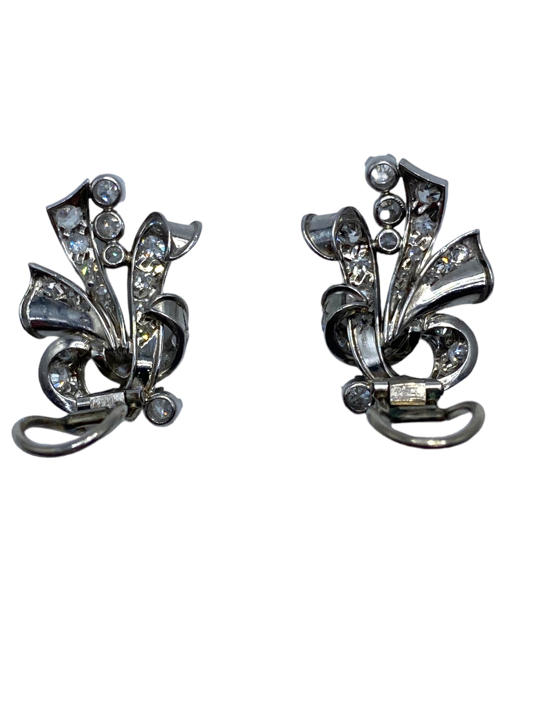 Platinum Diamond Mid-century Earrings