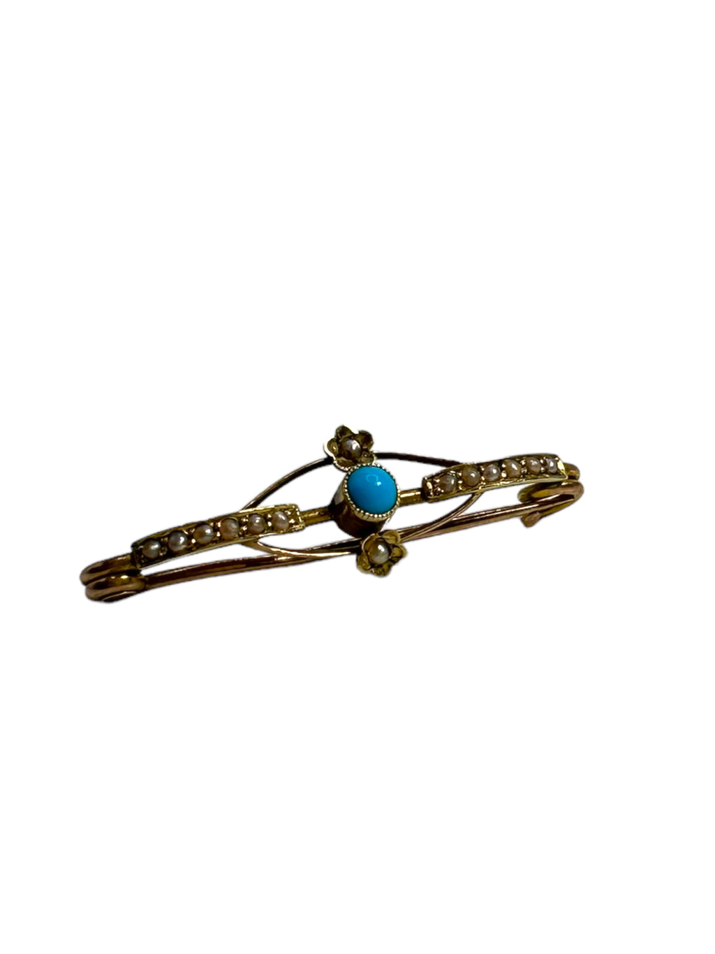 9k Victorian Turquoise Pearl Pin