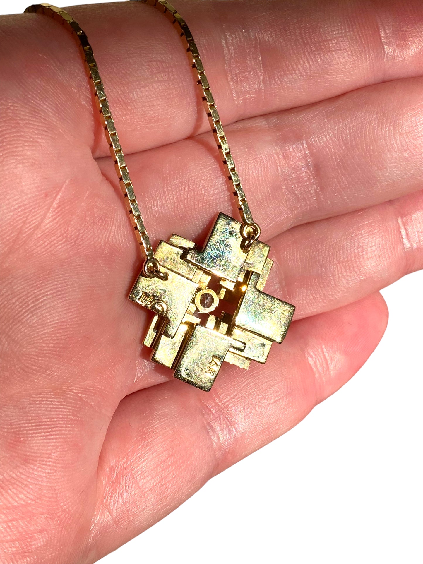 14k Geometric Pendant Necklace