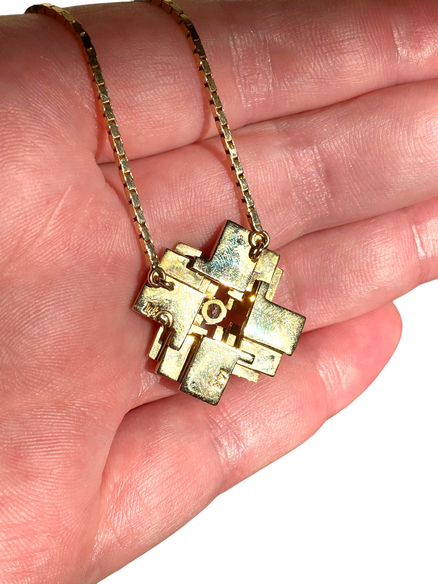 14k Geometric Pendant Necklace