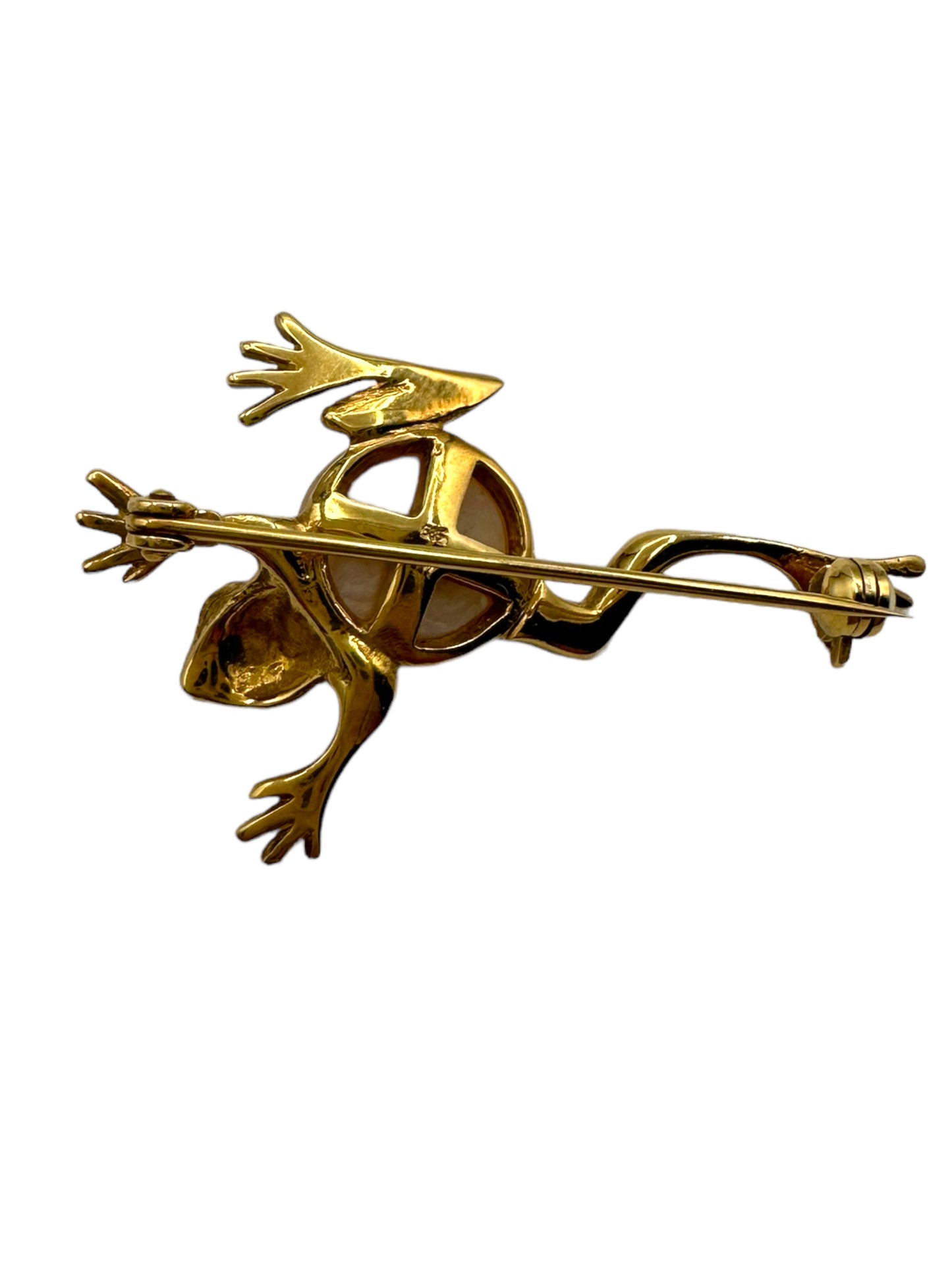 14k Frog Pearl Diamond Pin
